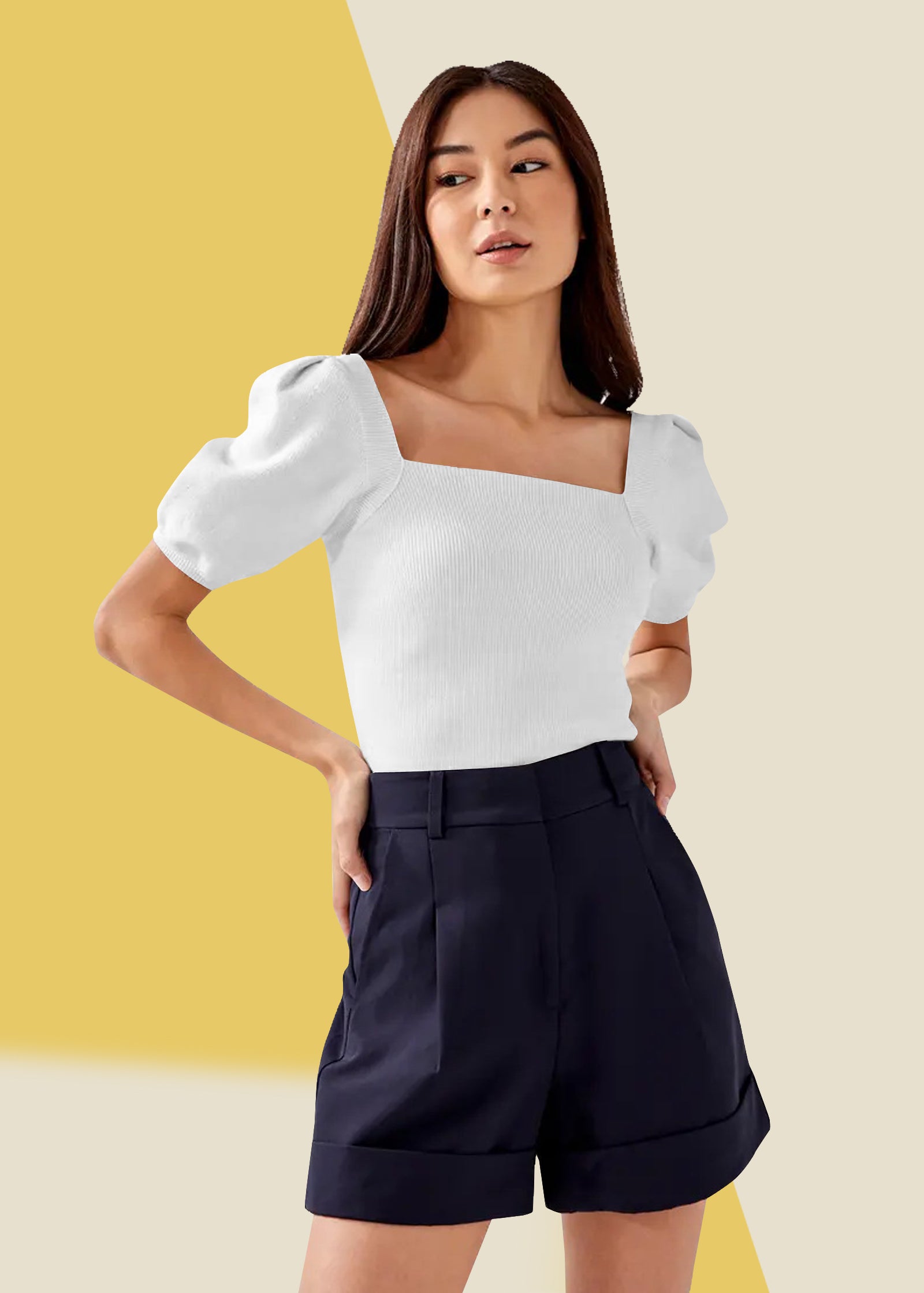 Bold Red Square Neck Ribbed Top