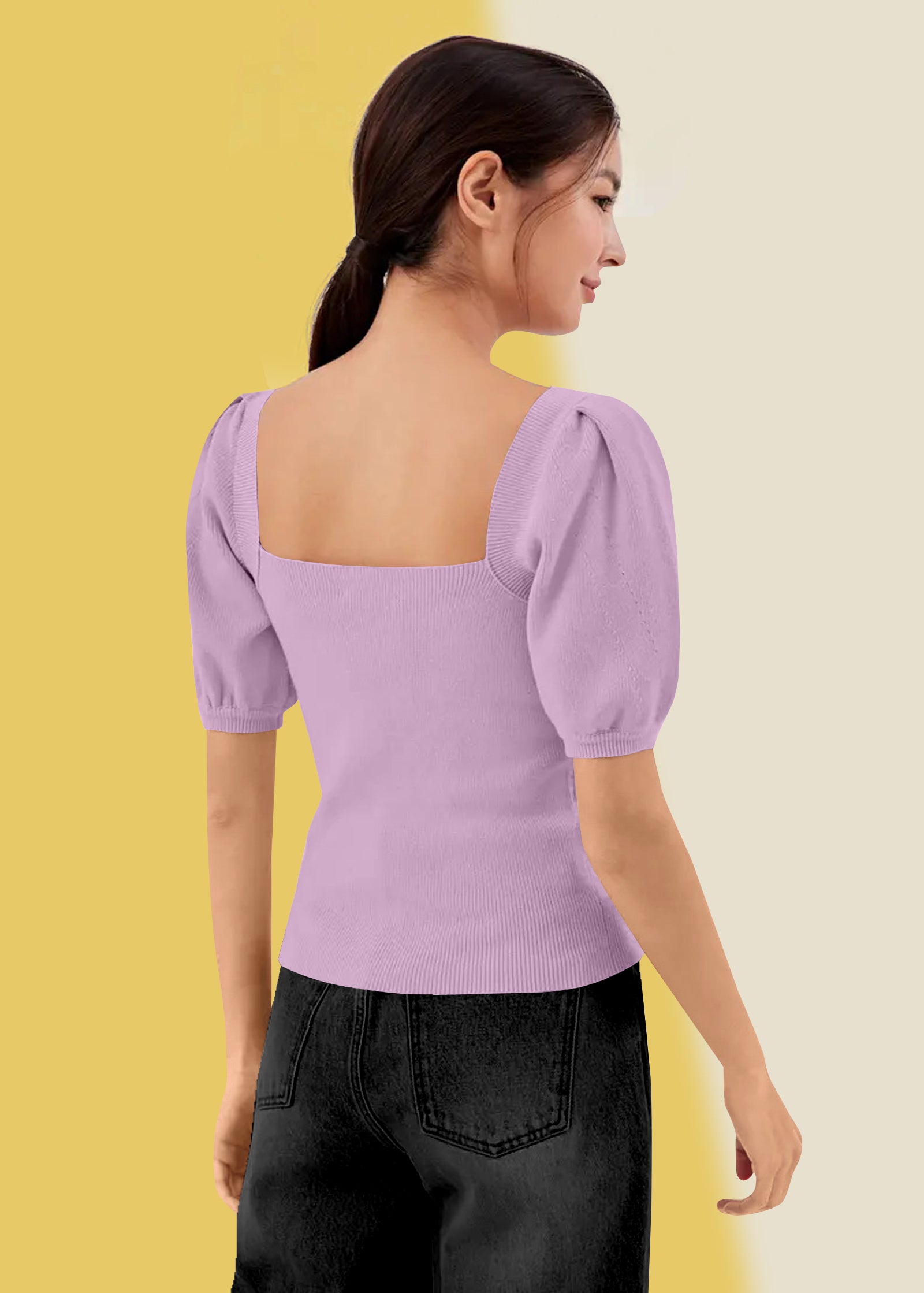 Bold Red Square Neck Ribbed Top