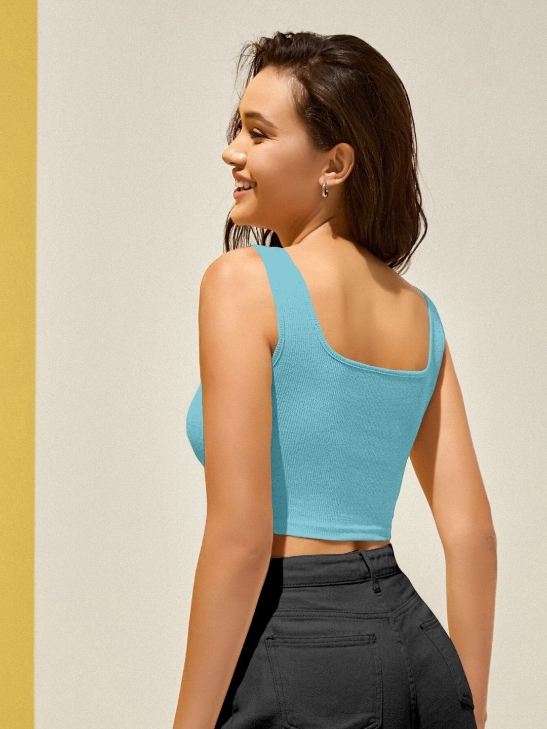 Grey Ribbed Cropped Tank