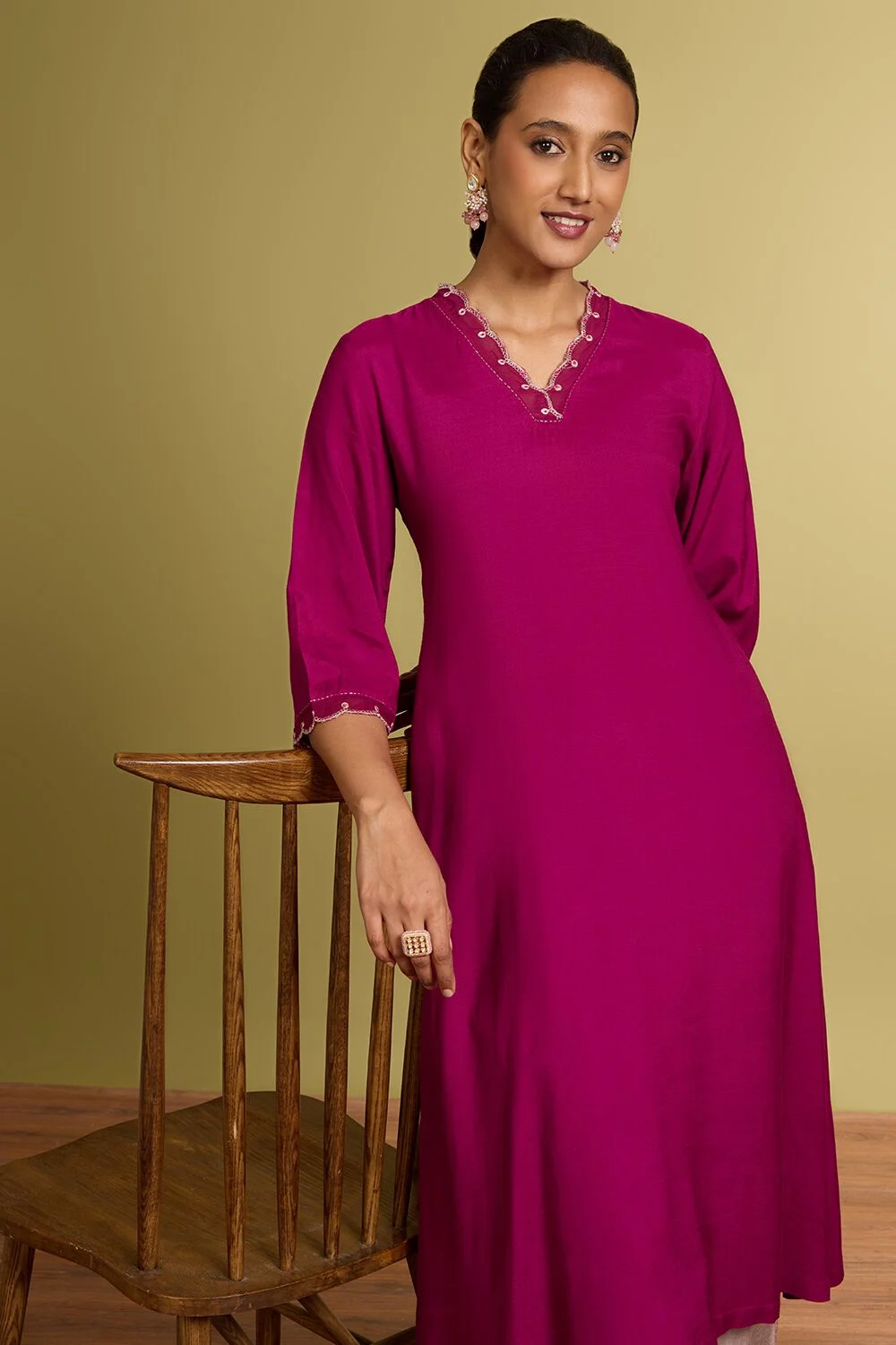 Classic Fuchsia Pink Straight Kurta