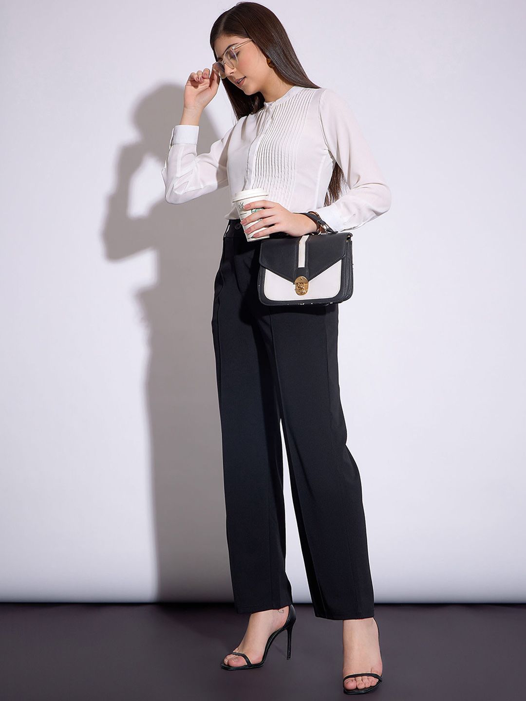 Chic Beige Tailored Wide-Leg Formal Pants for Women