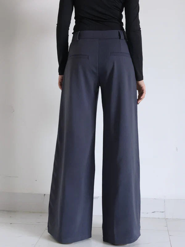 Chic Beige High-Waist Wide Leg Pants