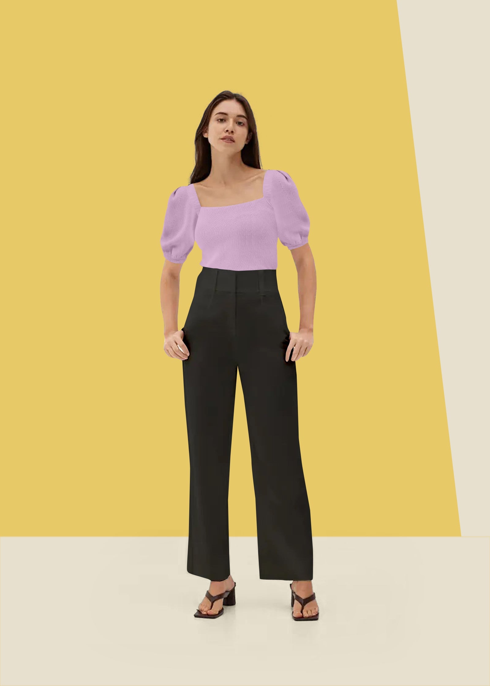 Soft Lavender Square Neck Knit Top