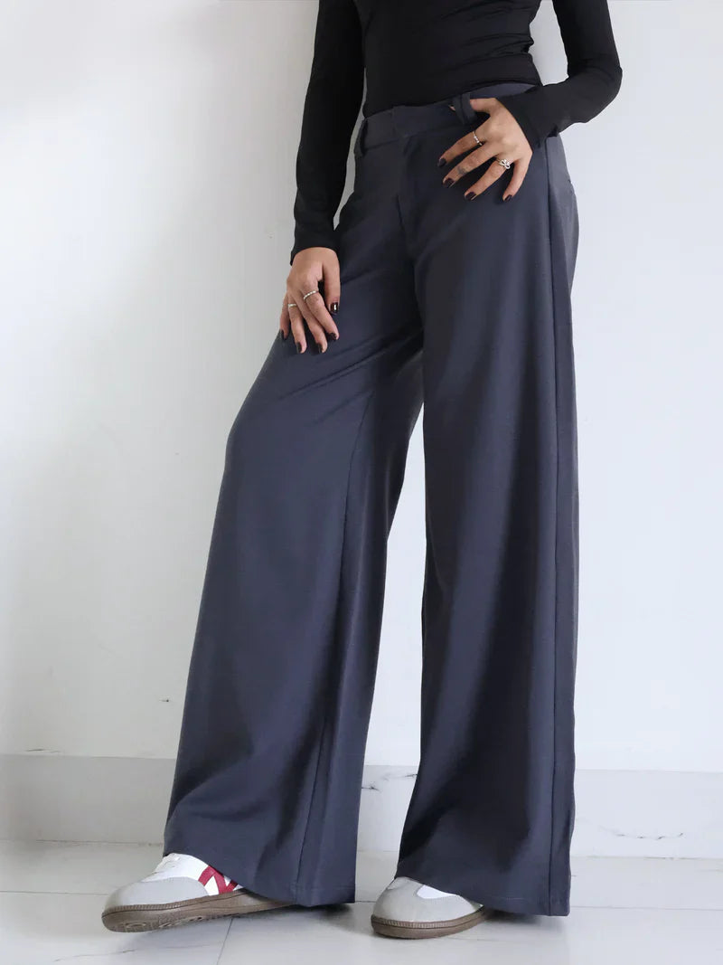 Chic Beige High-Waist Wide Leg Pants