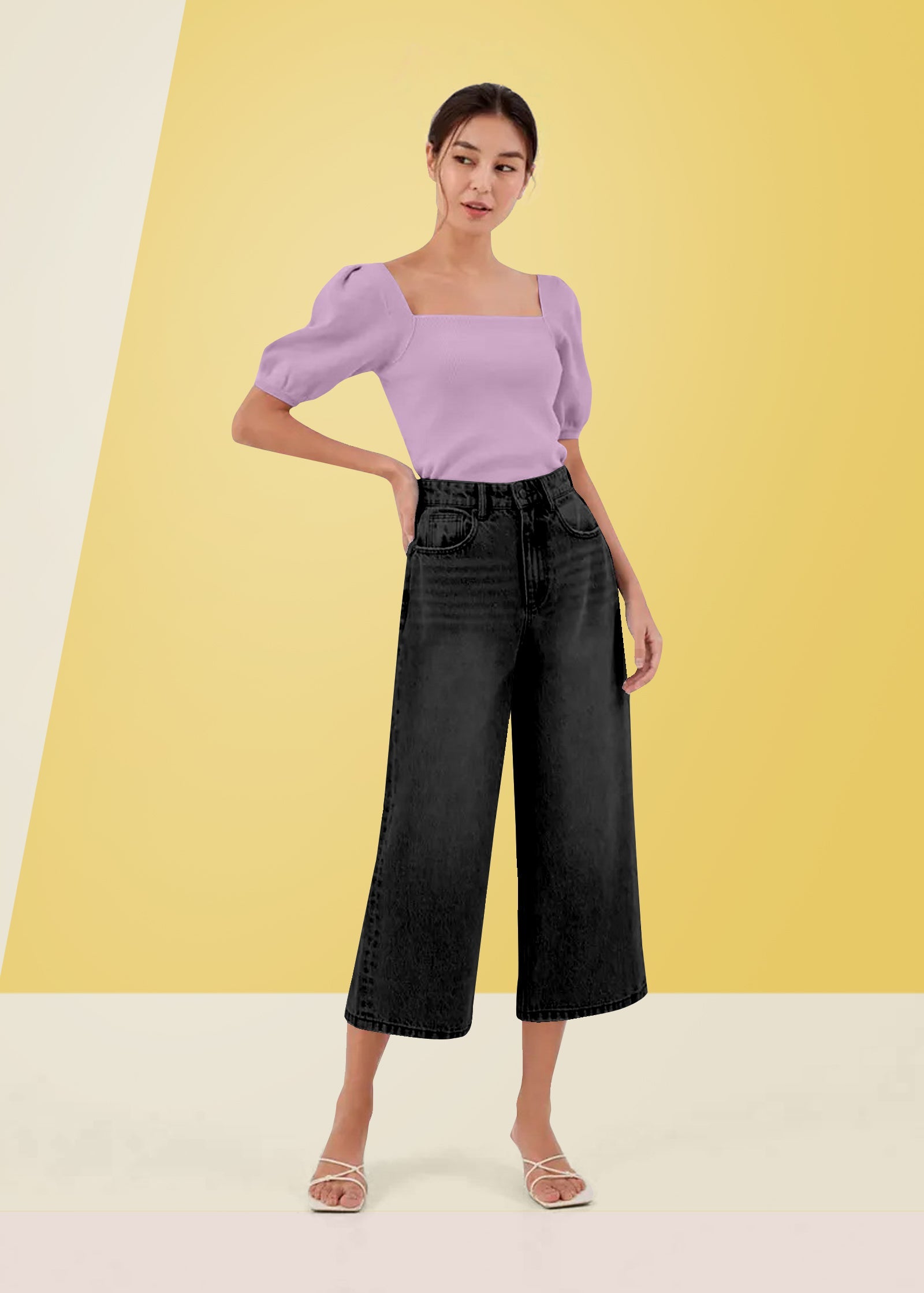 Soft Lavender Square Neck Knit Top