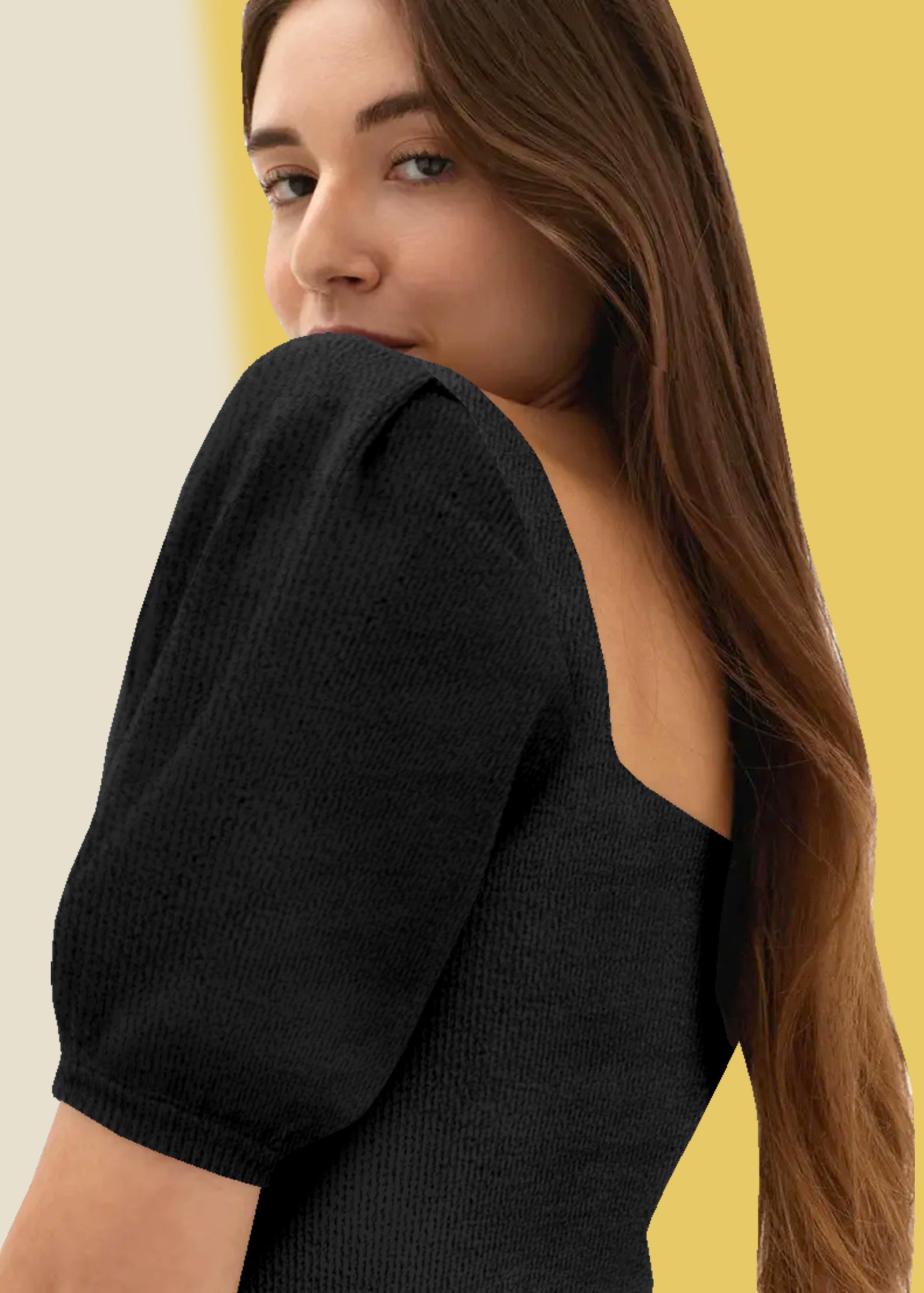 Bold Red Square Neck Ribbed Top