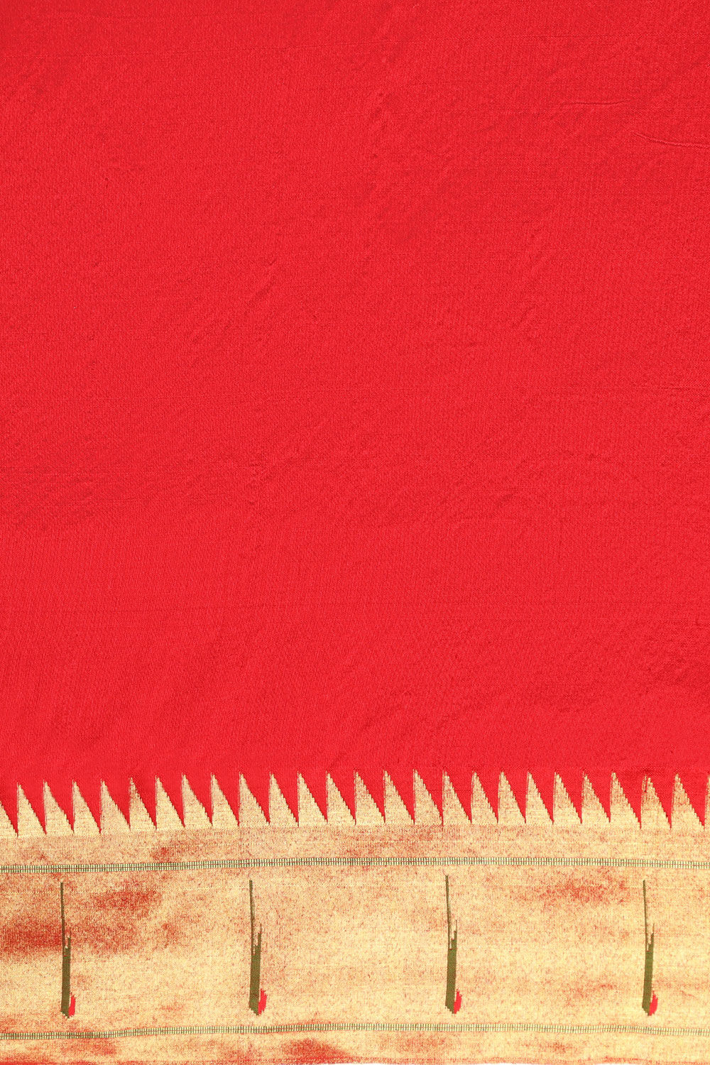 Traditional Red Silk Saree with Golden Border