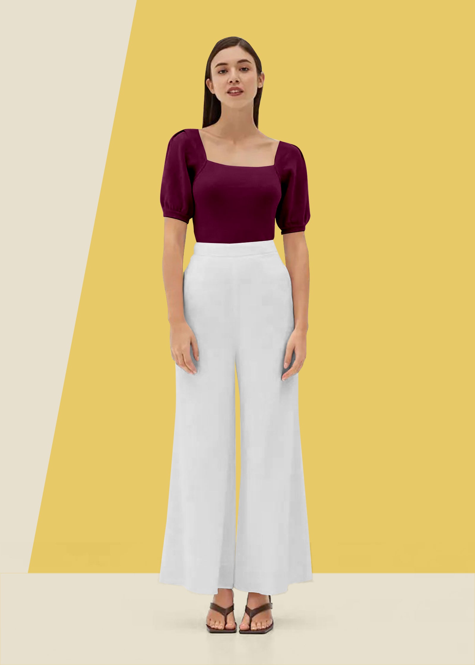 Bold Red Square Neck Ribbed Top