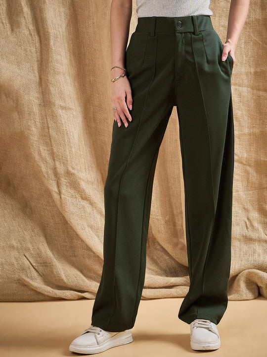 Chic Beige Tailored Wide-Leg Formal Pants for Women