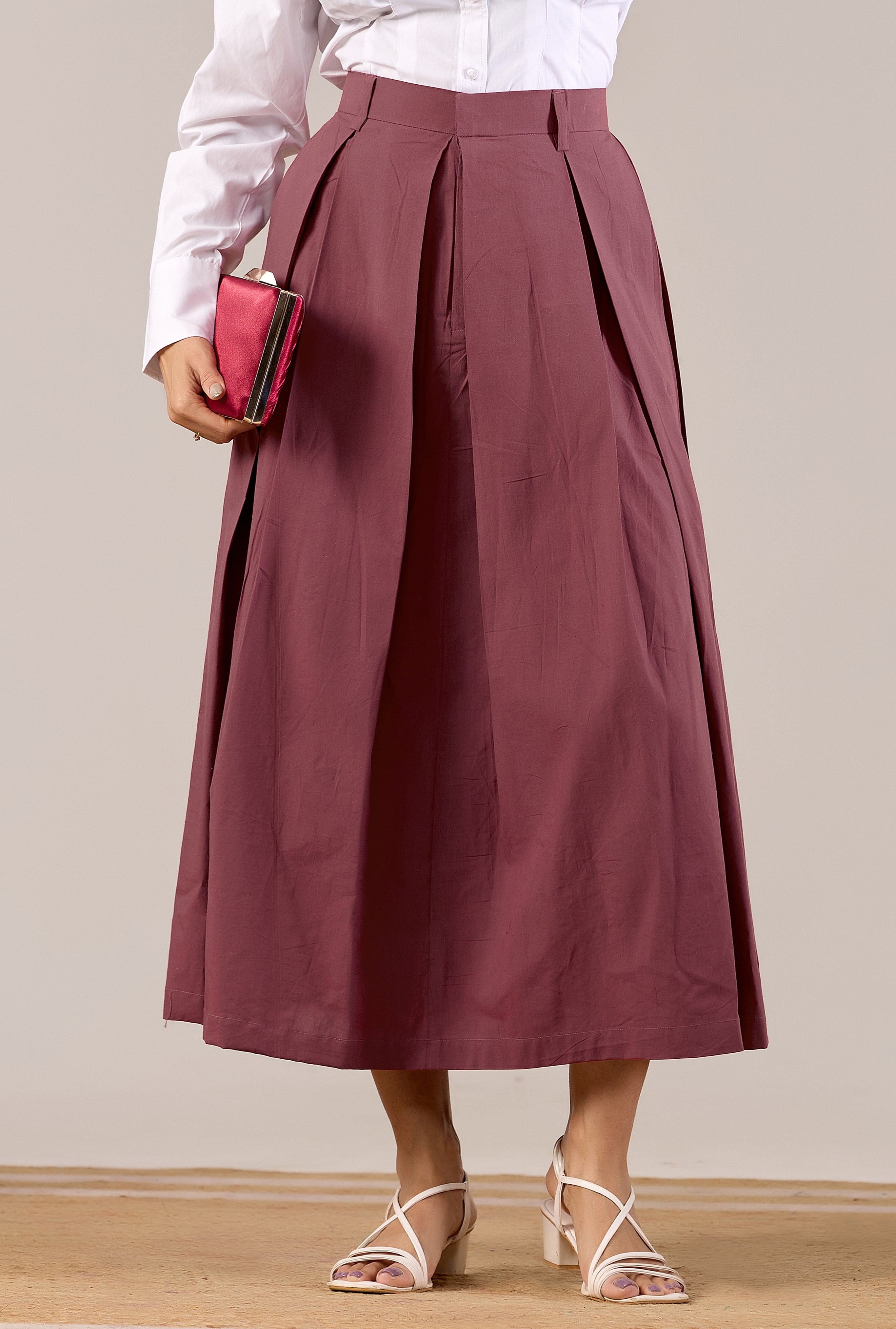 Sandstone Flow Pleated Skirt