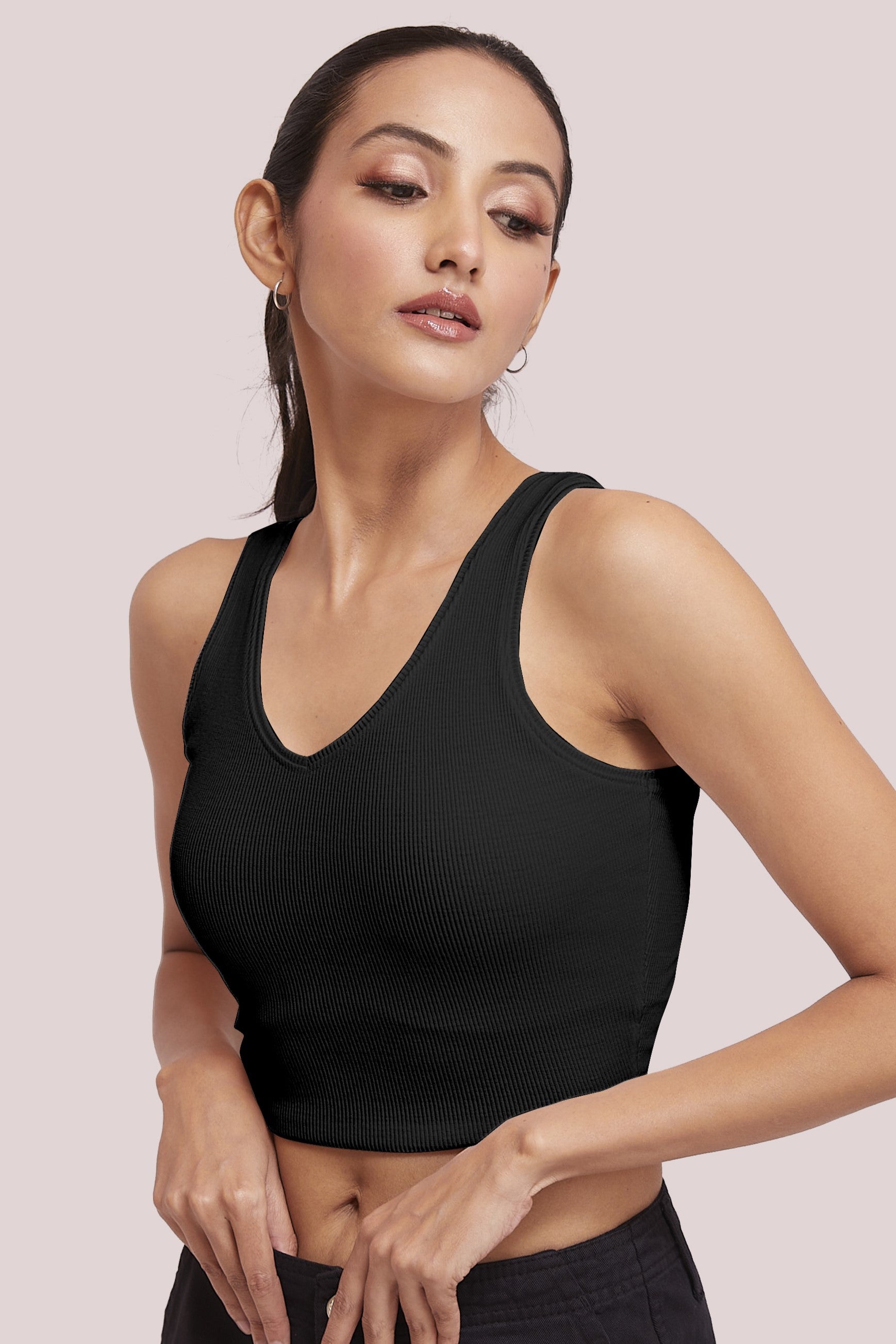 Bright Red Ribbed Scoop Neck Sleeveless Crop Top