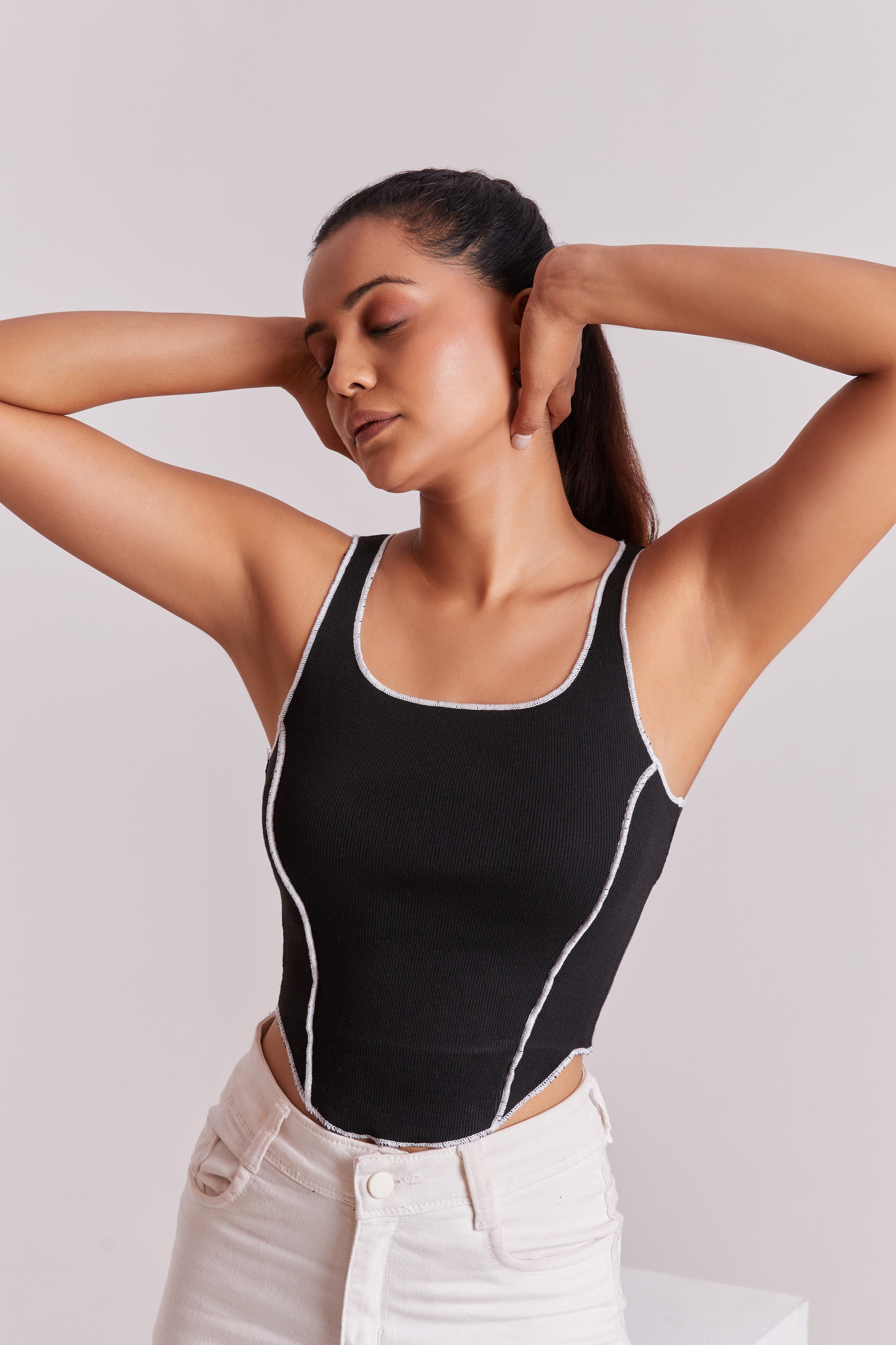 Lavender Contrast Stitch Tank Top
