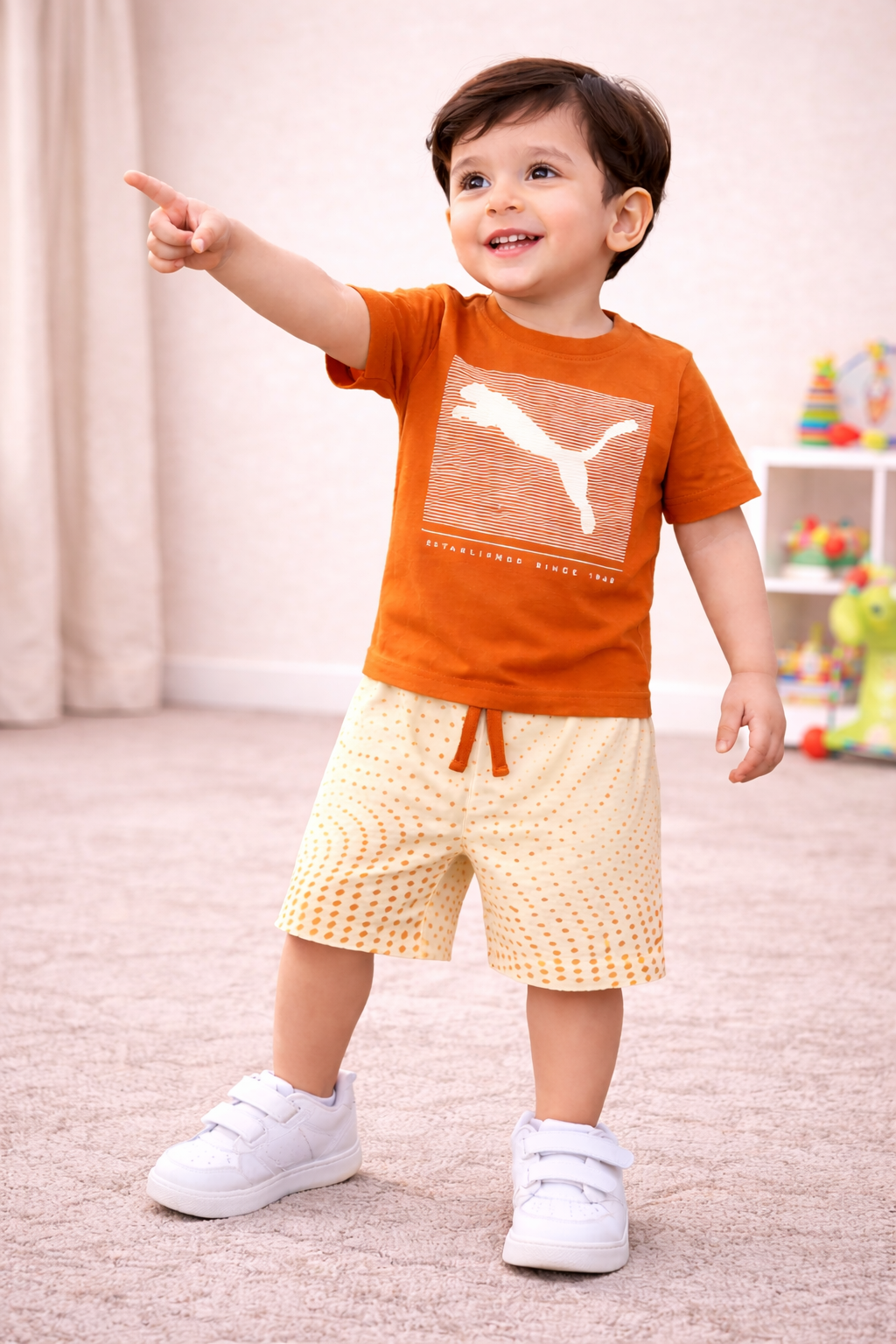 Blue Graphic T-Shirt with Printed Shorts Set