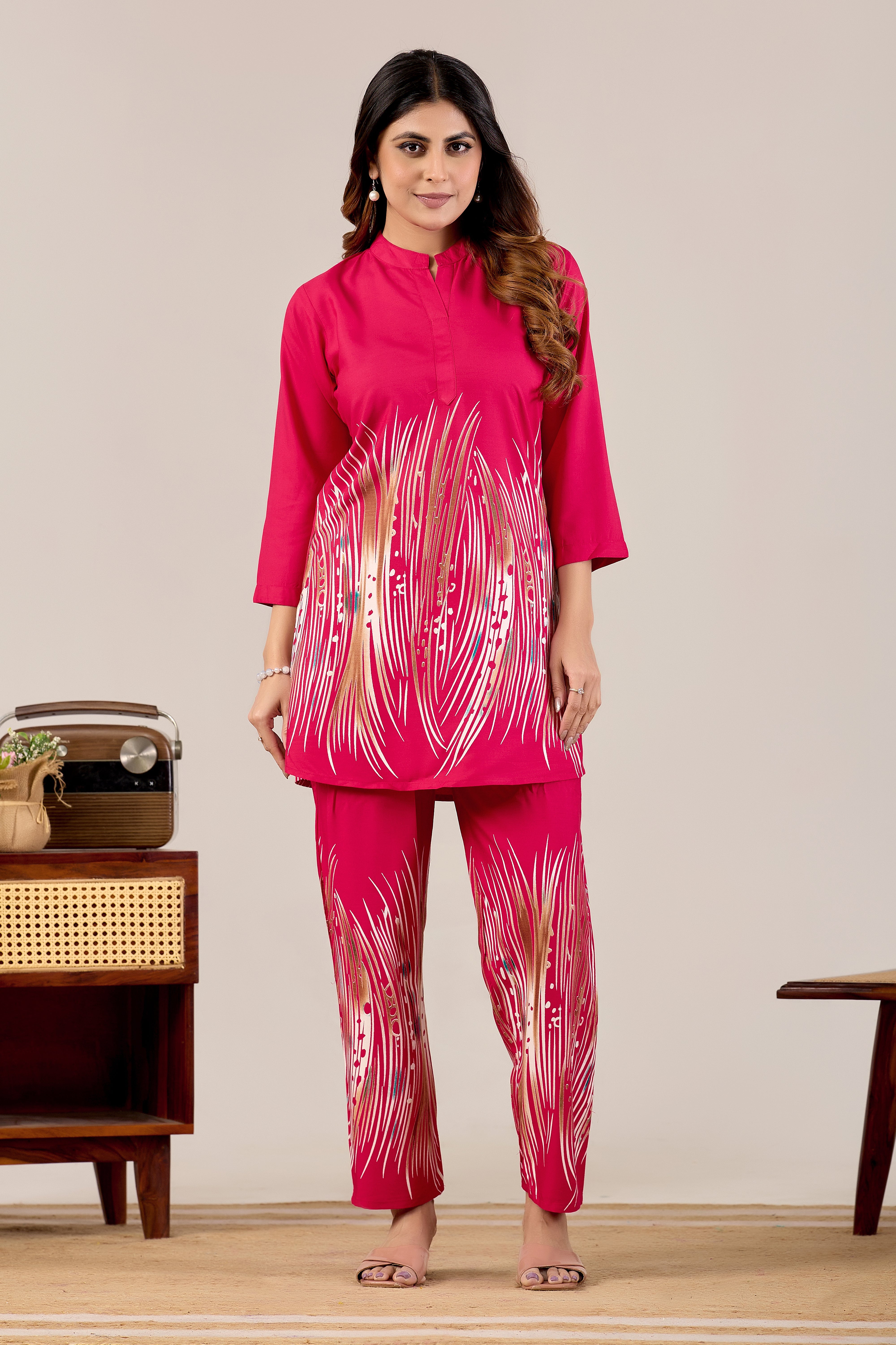 Midnight Blue Abstract Wave Co-ord Set