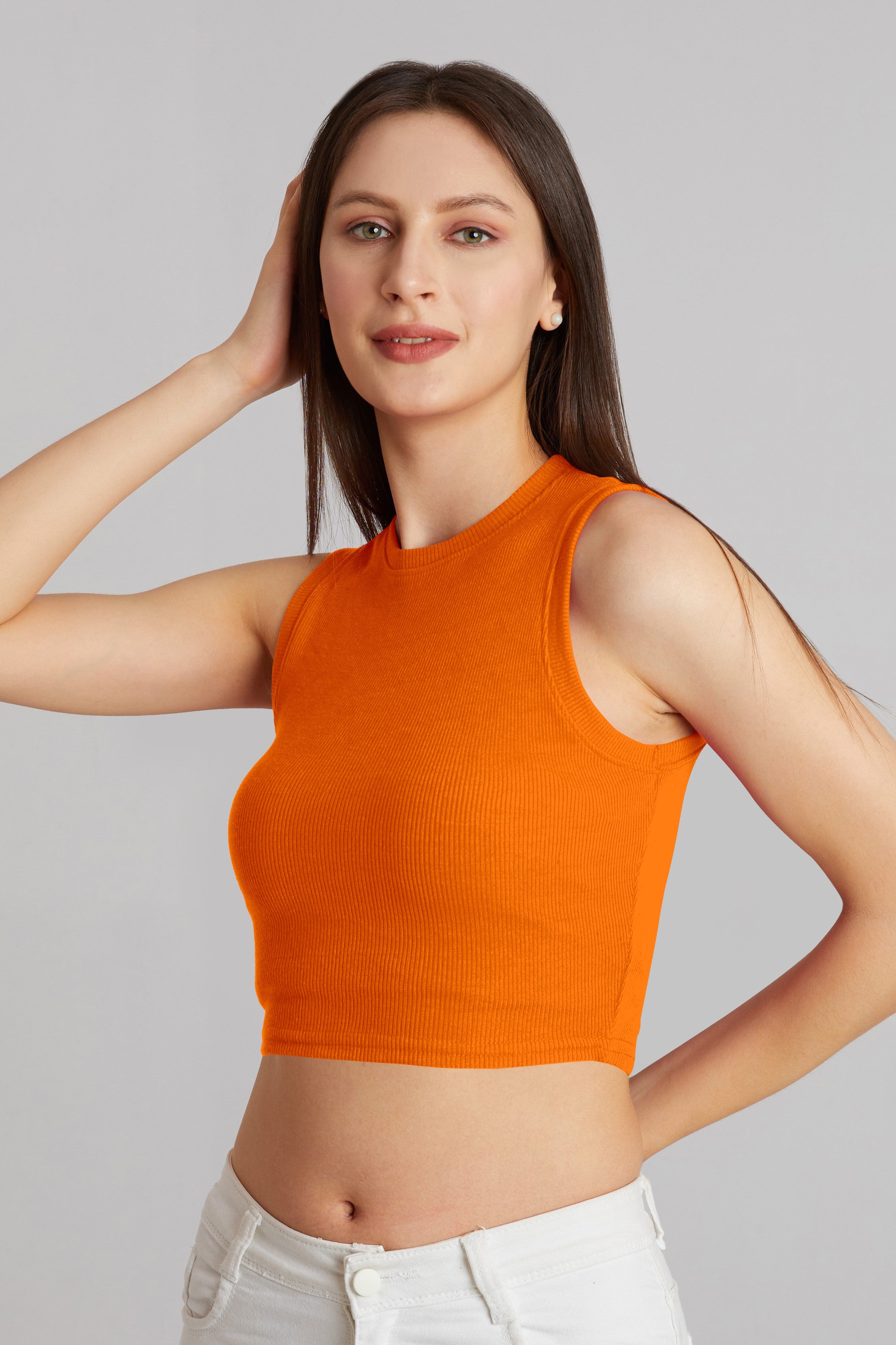 Bold Hot Pink Ribbed Sleeveless Crop Top