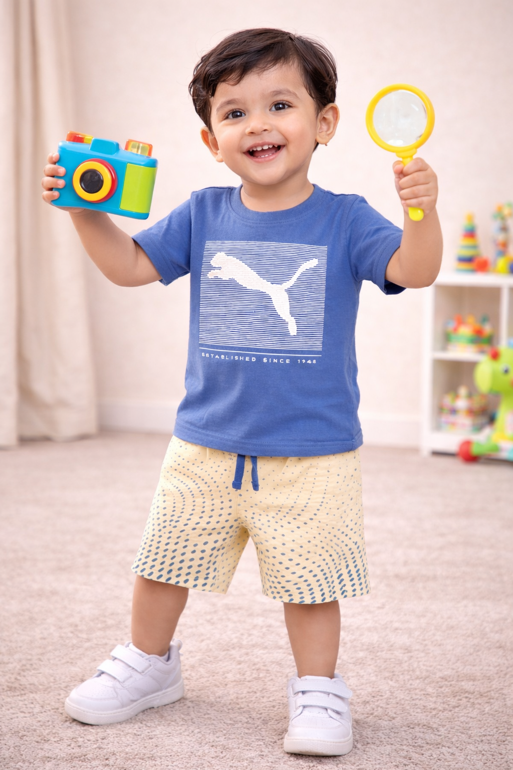 Orange Graphic T-Shirt with Printed Shorts Set