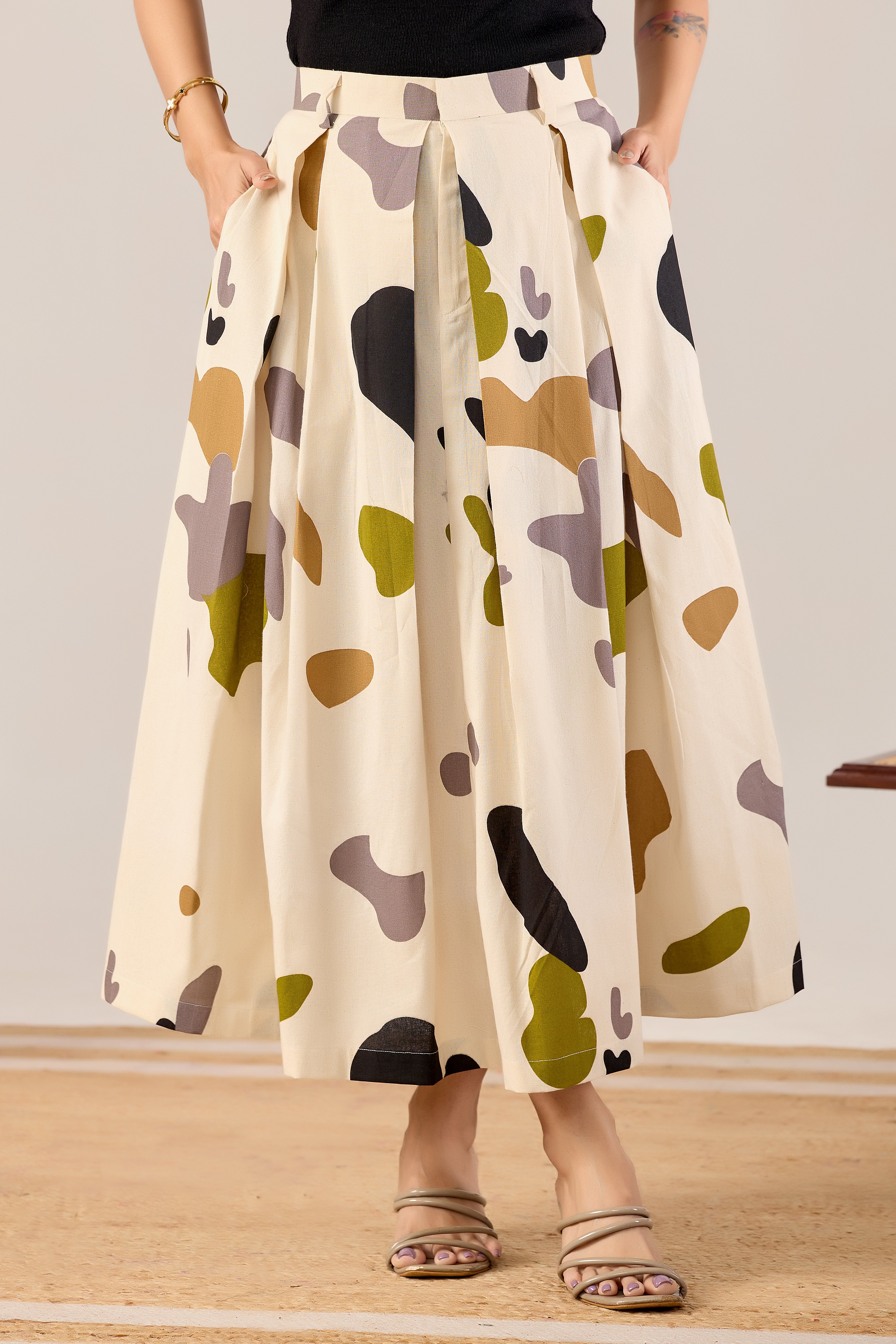 Pebble Pop Printed Midi Skirt