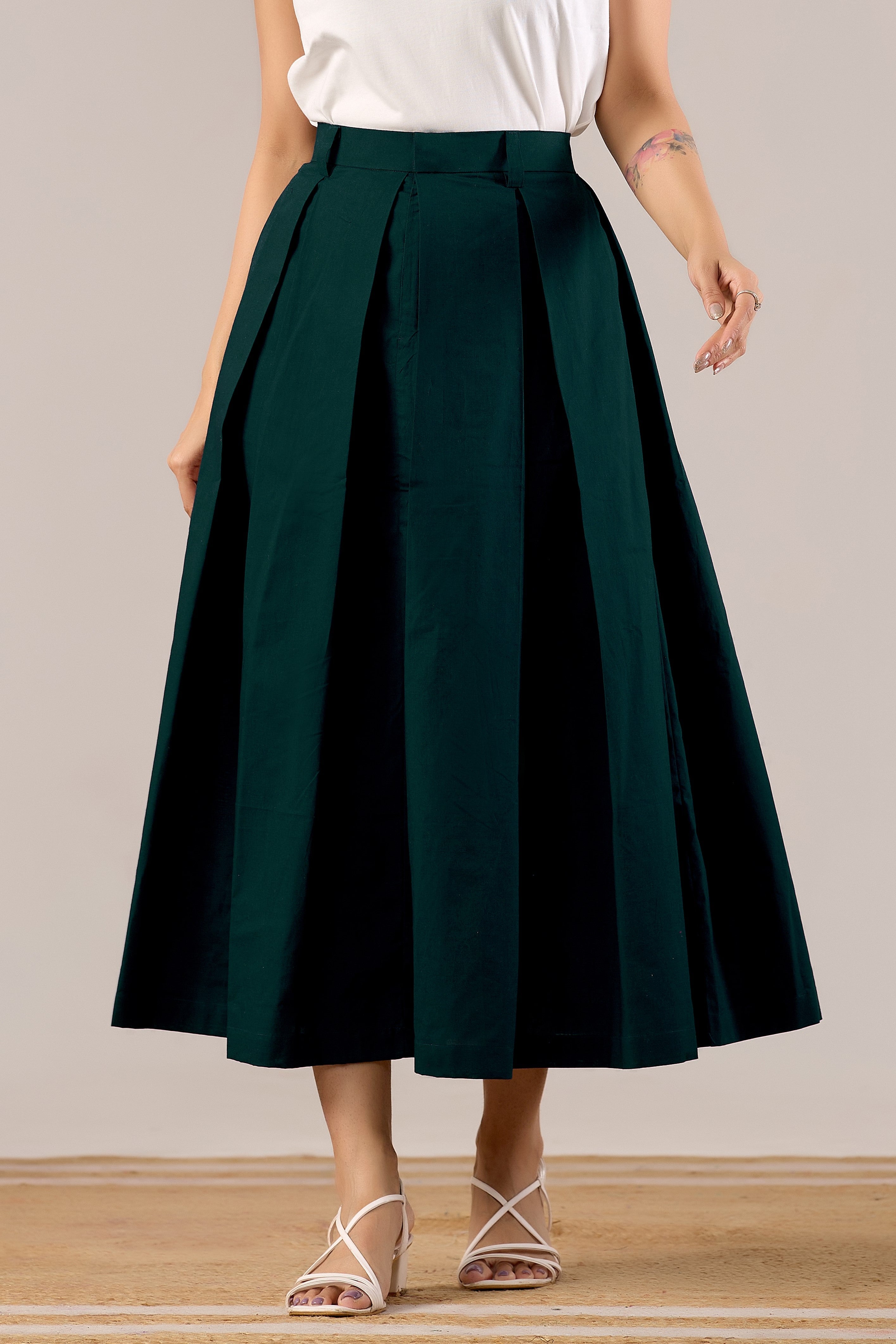 Vintage Rose Pleated Skirt