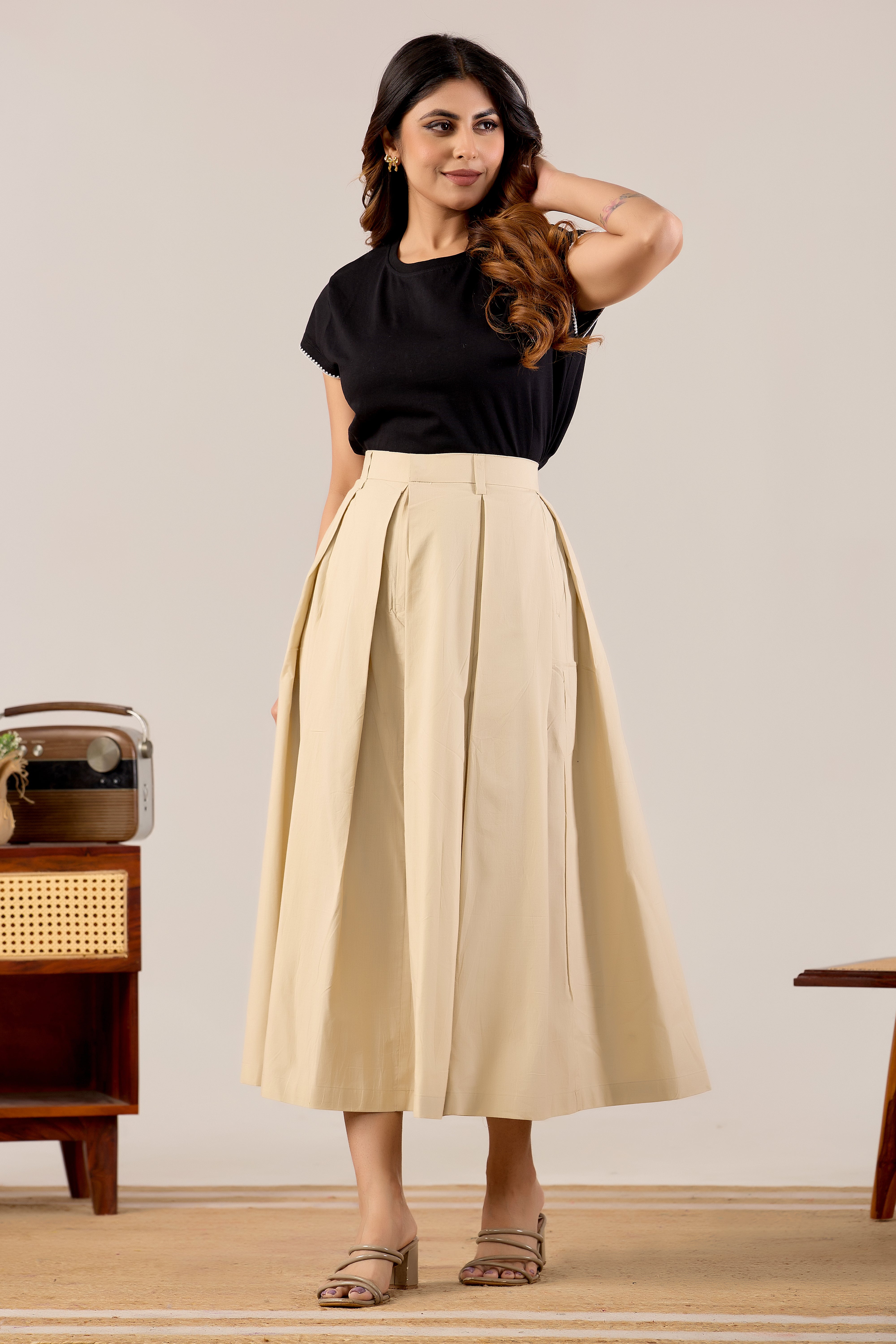 Cocoa Charm Pleated Skirt