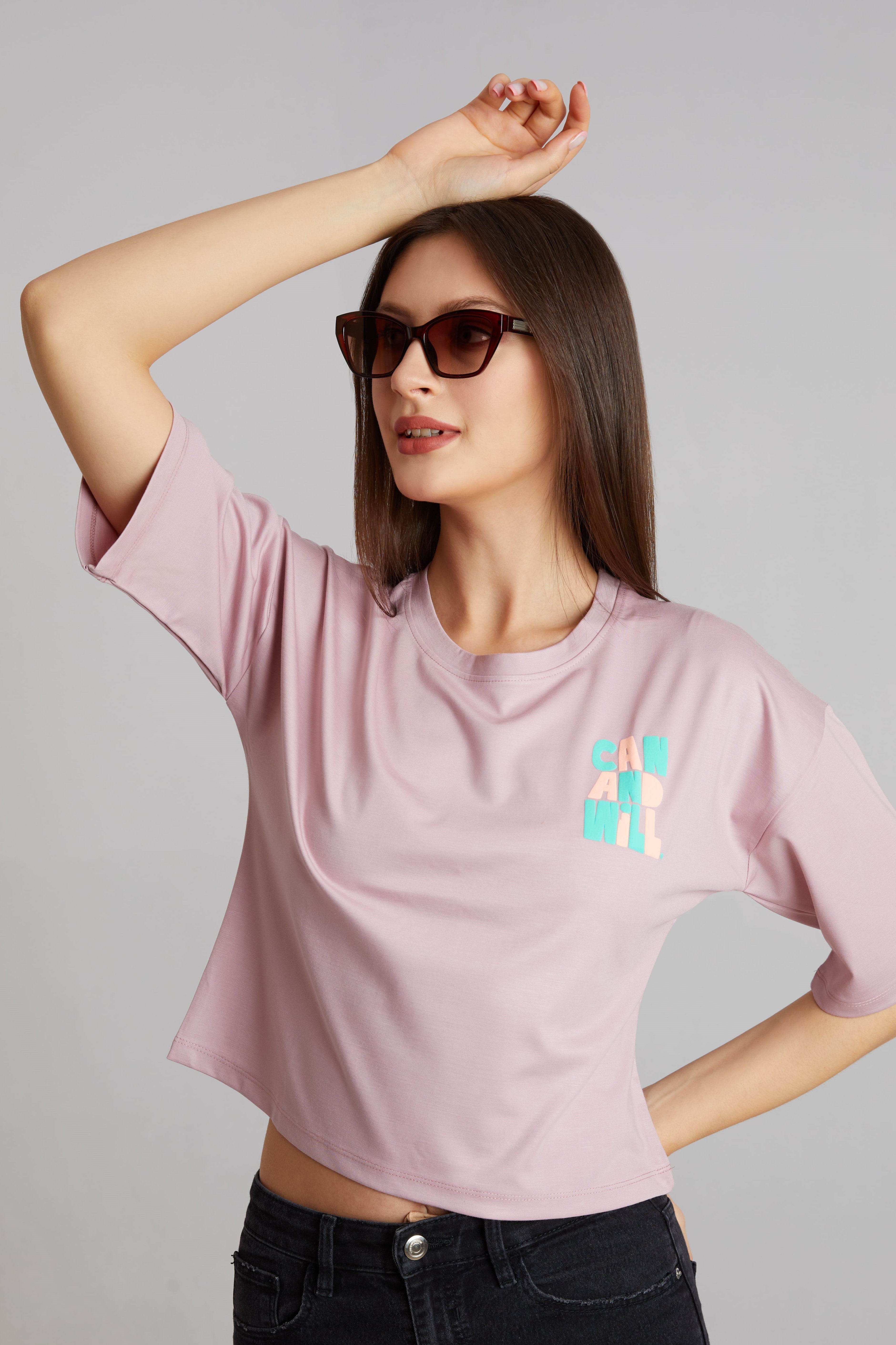 Dusty Pink Candy Chill Graphic Crop Tee