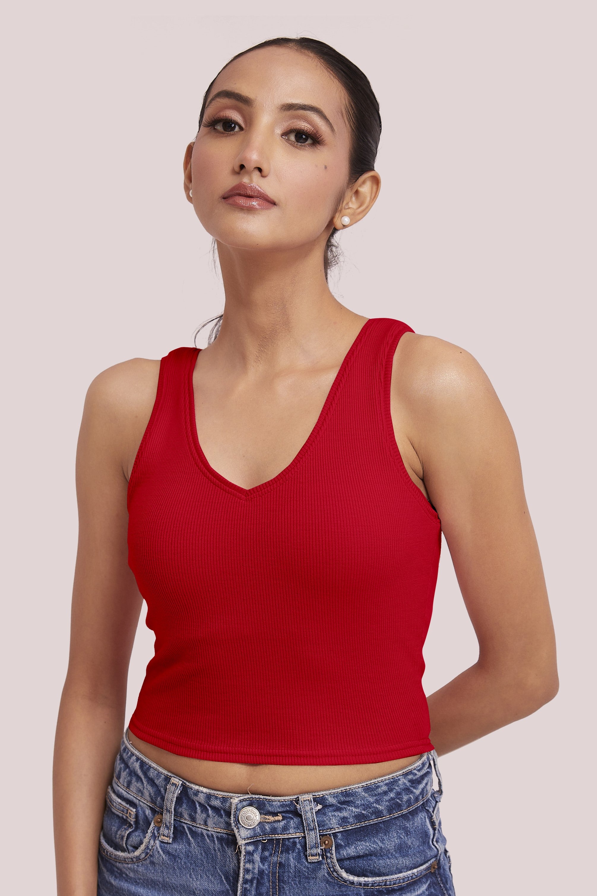Black Ribbed Scoop Neck Sleeveless Crop Top