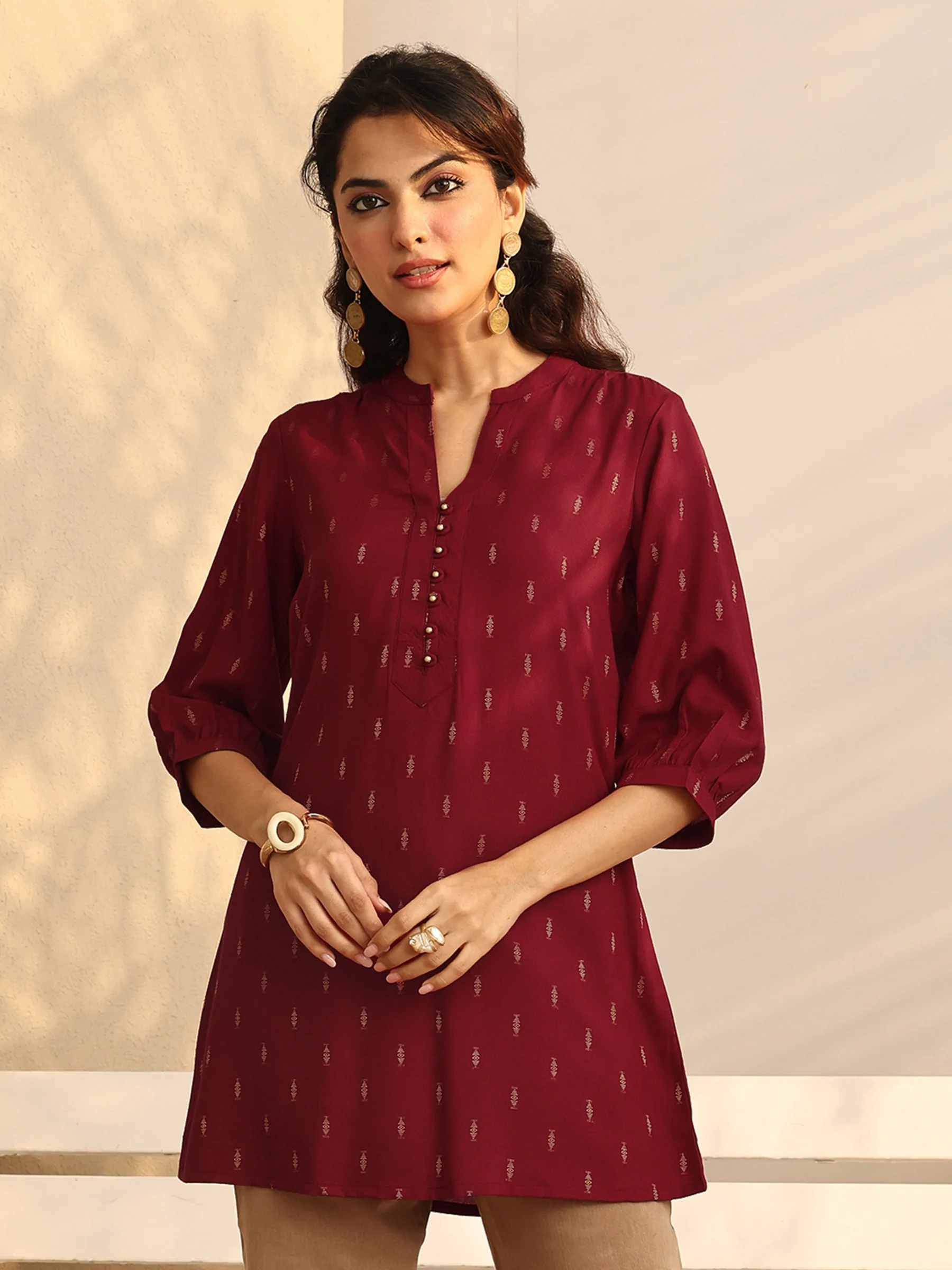 Classic Wine Short Kurti