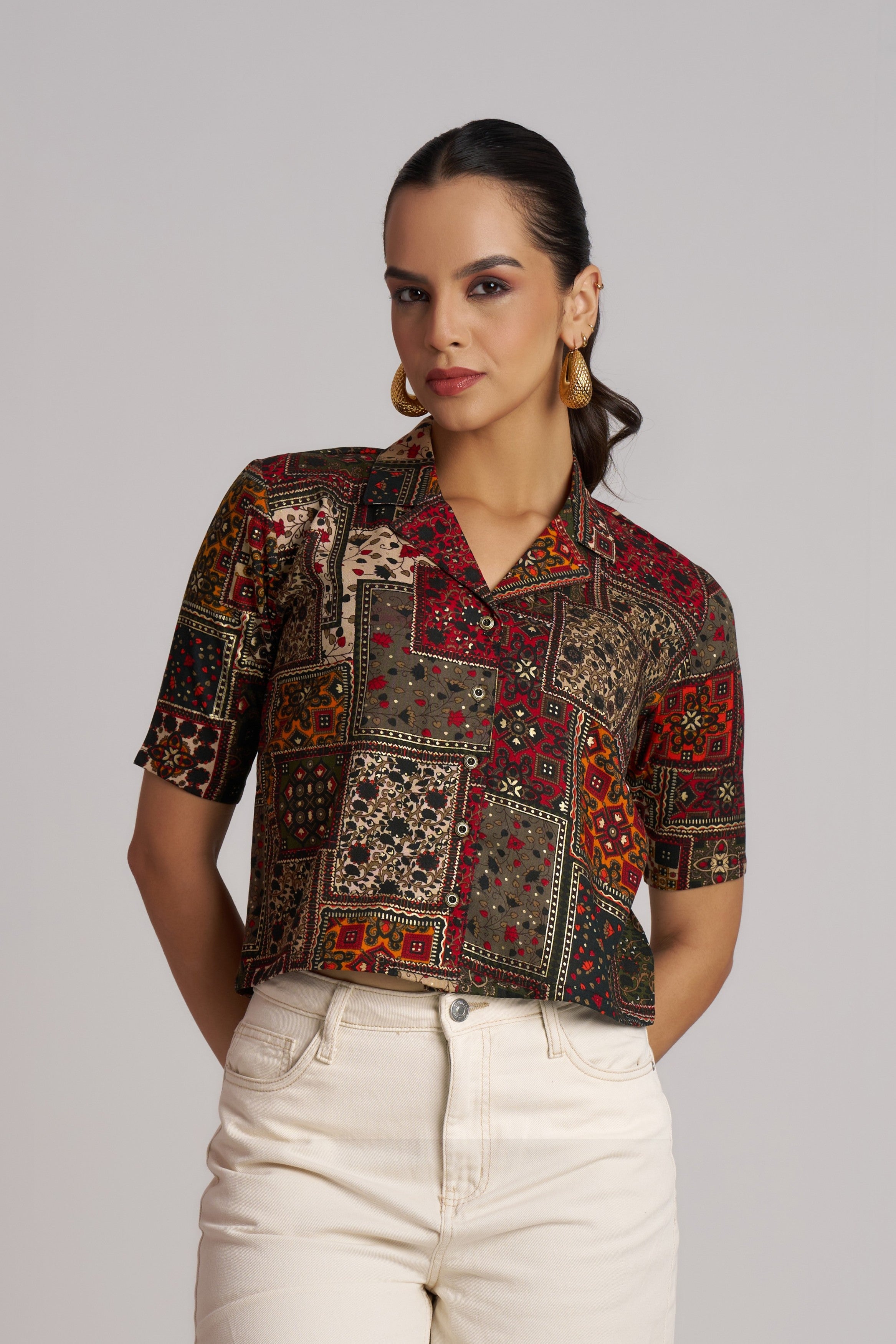 Crimson Mosaic Printed Shirt