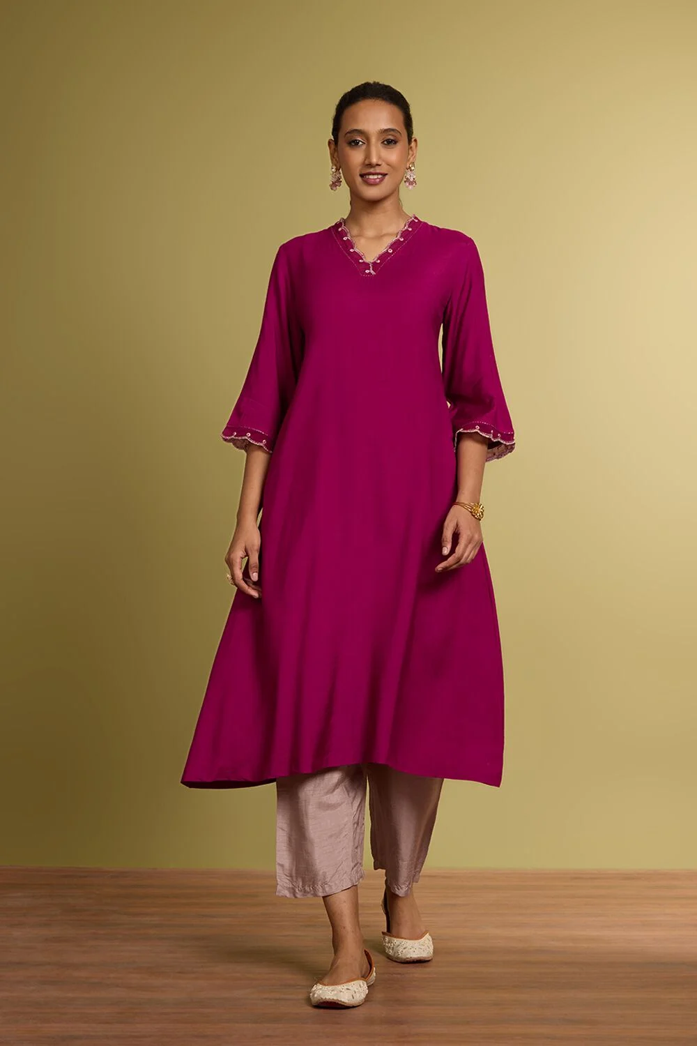 Classic Fuchsia Pink Straight Kurta