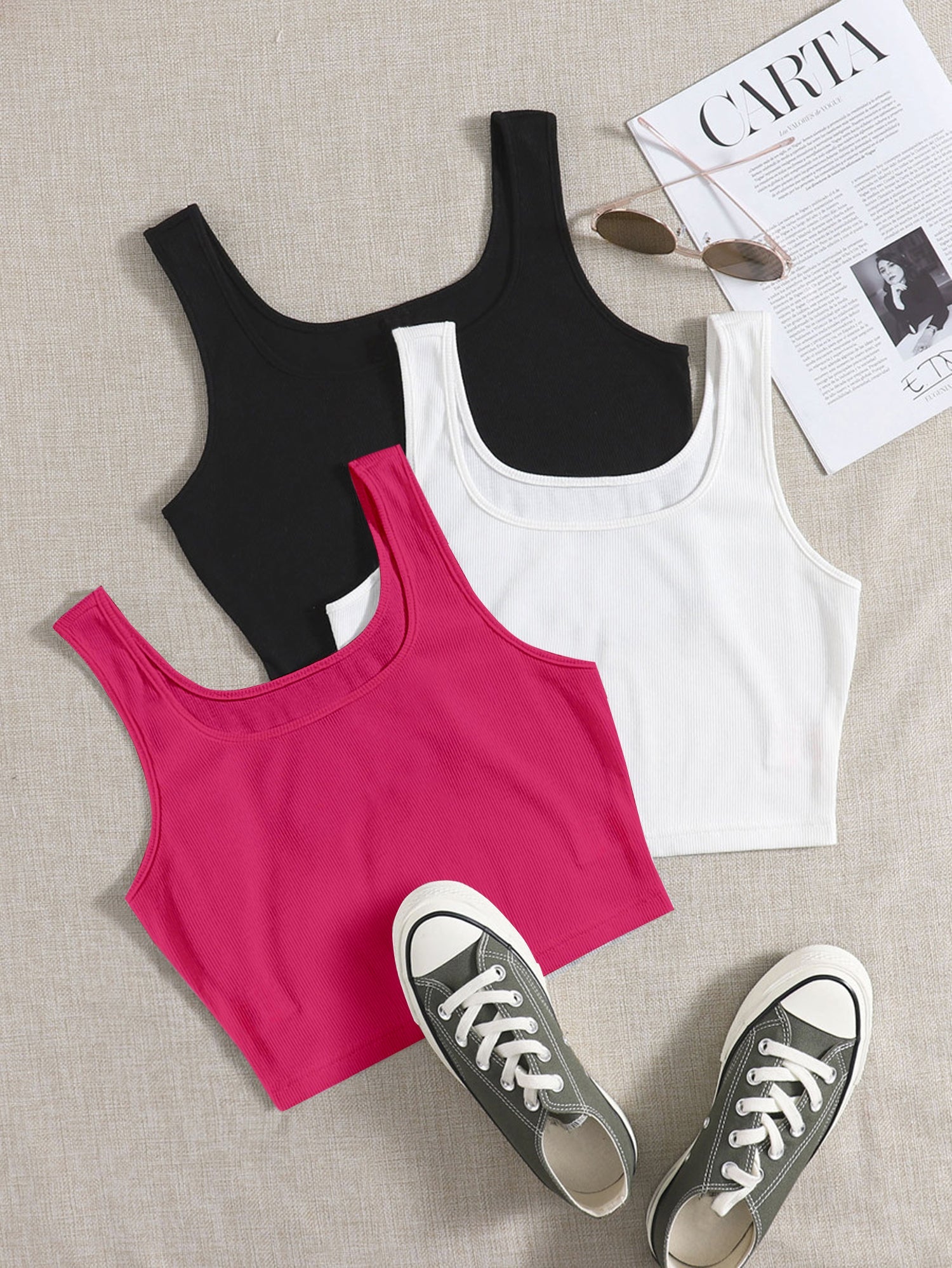 Women’s Ribbed Square Neck Crop Tank Top