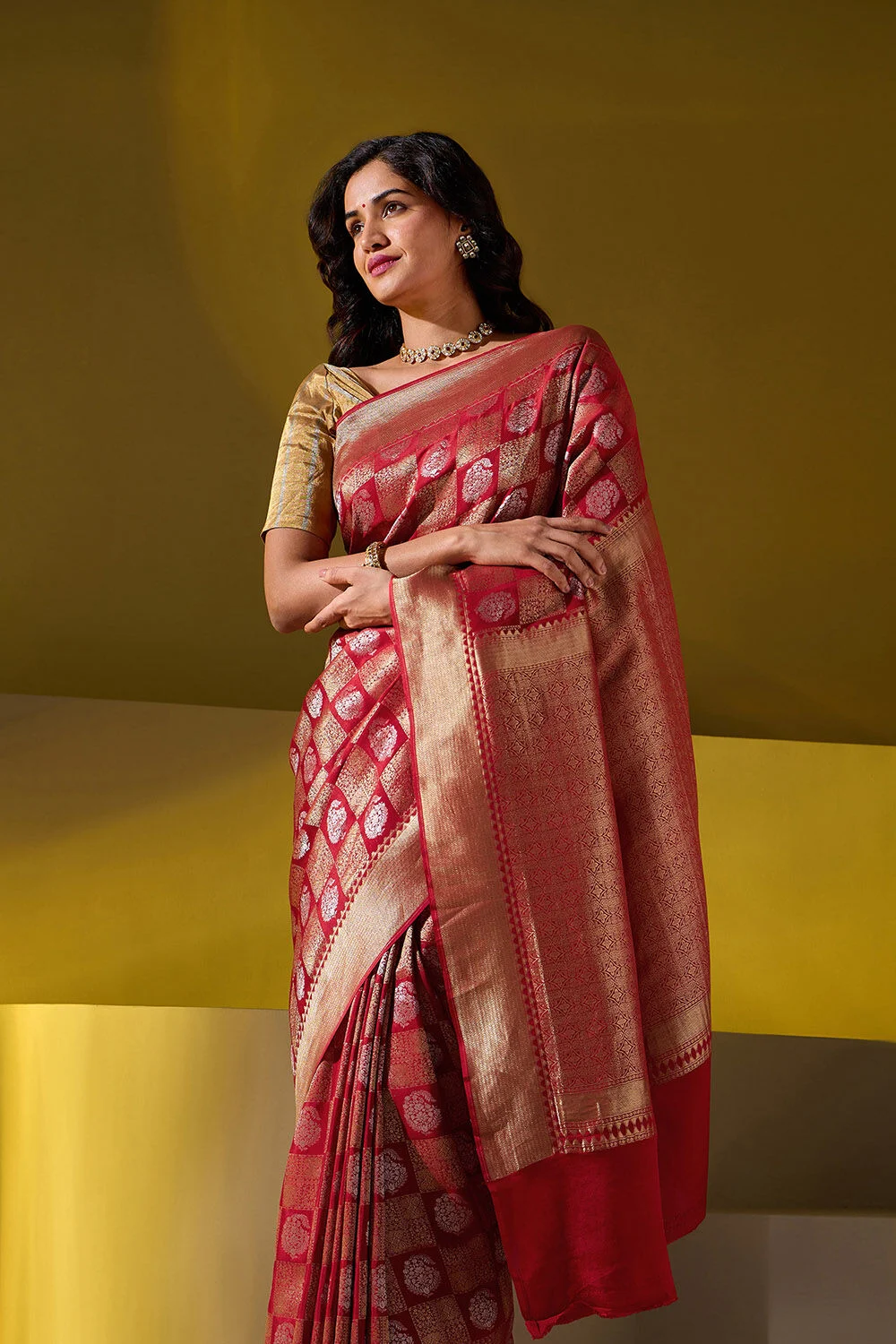 Maroon Kanjivaram Silk Saree with Gold Zari