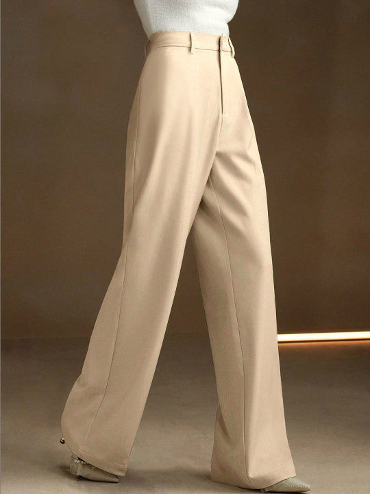 Classic High-Waist Wide-Leg Trousers – Black