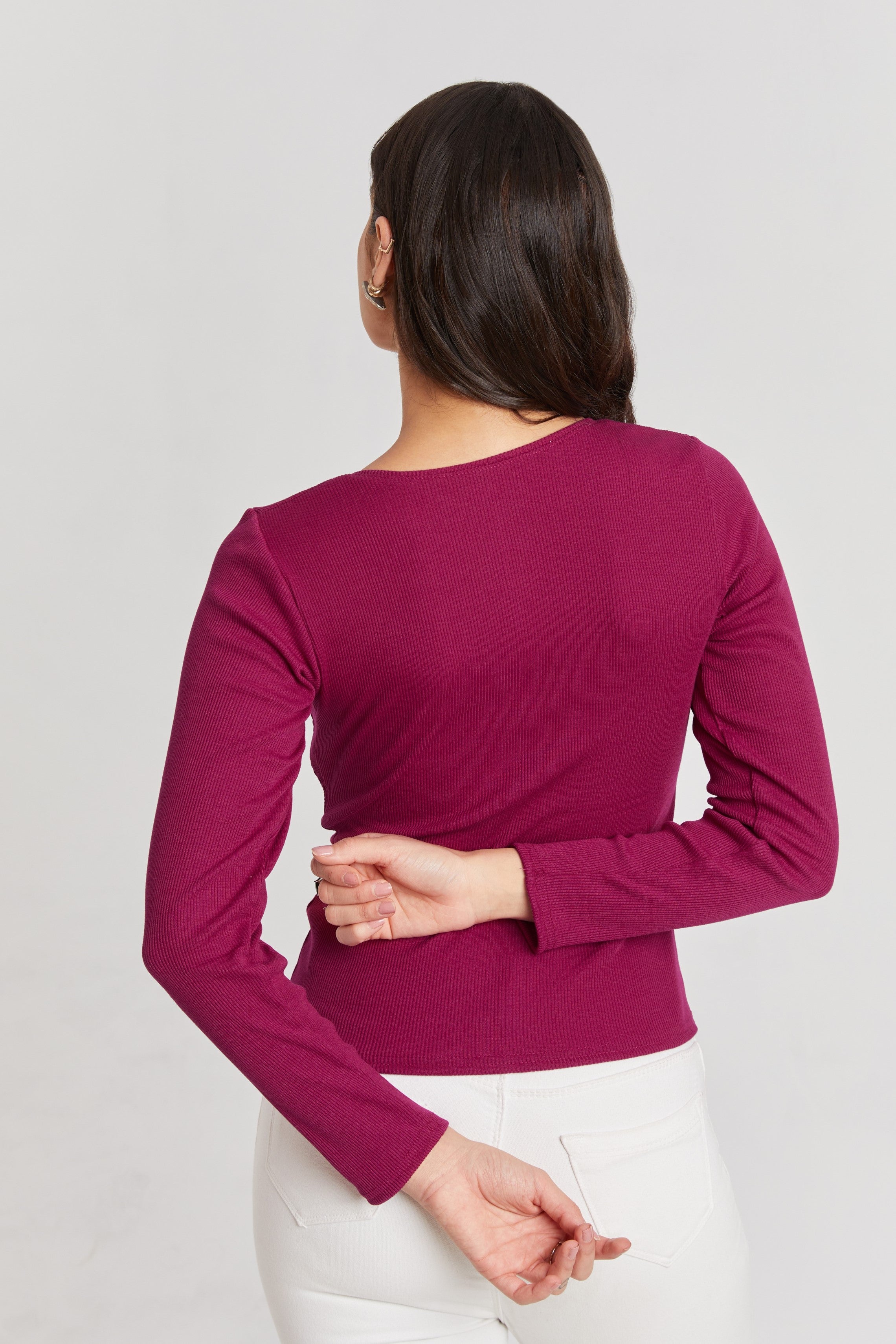 Black Ribbed Square Neck Top