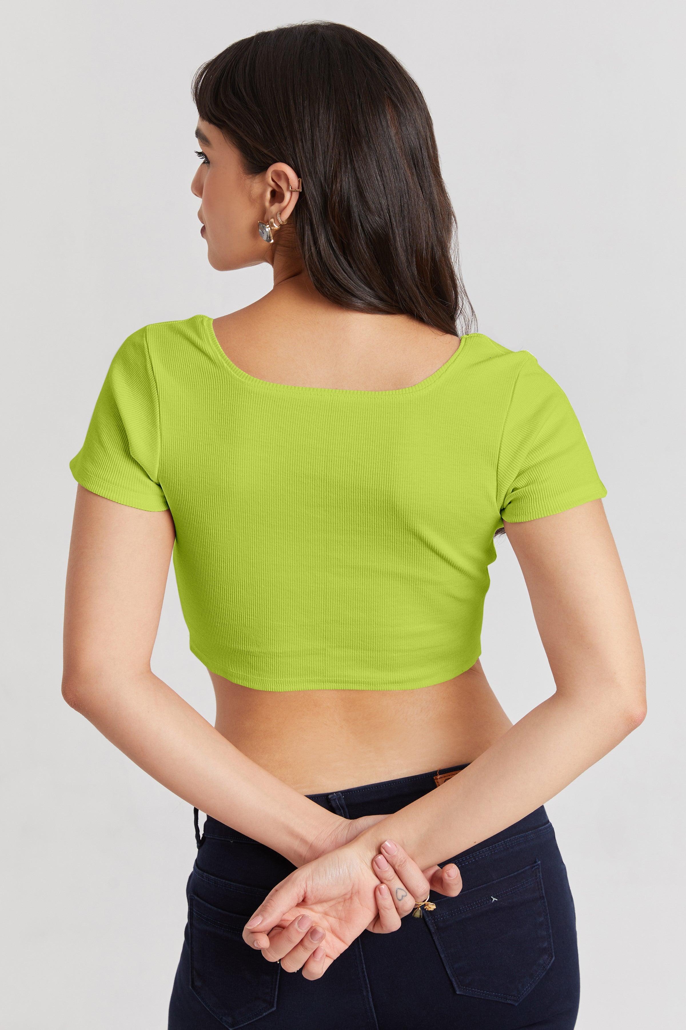 Neon Ribbed Square Neck Crop Top