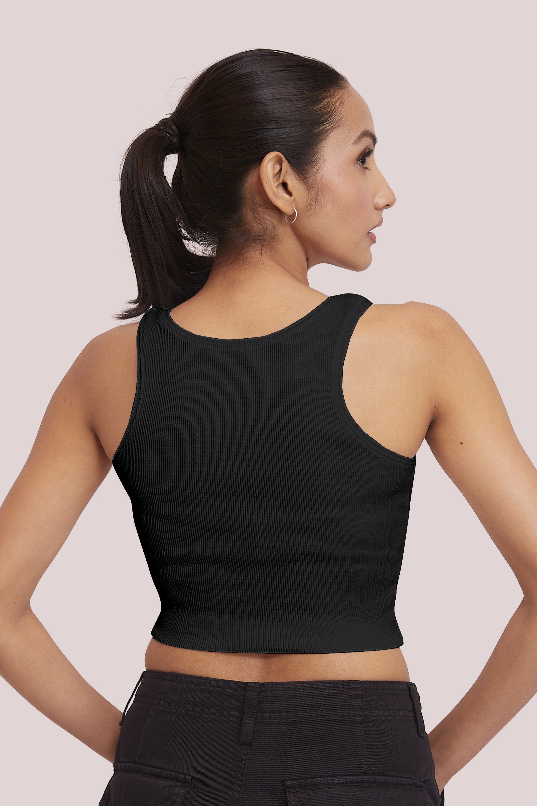 Bright Red Ribbed Scoop Neck Sleeveless Crop Top
