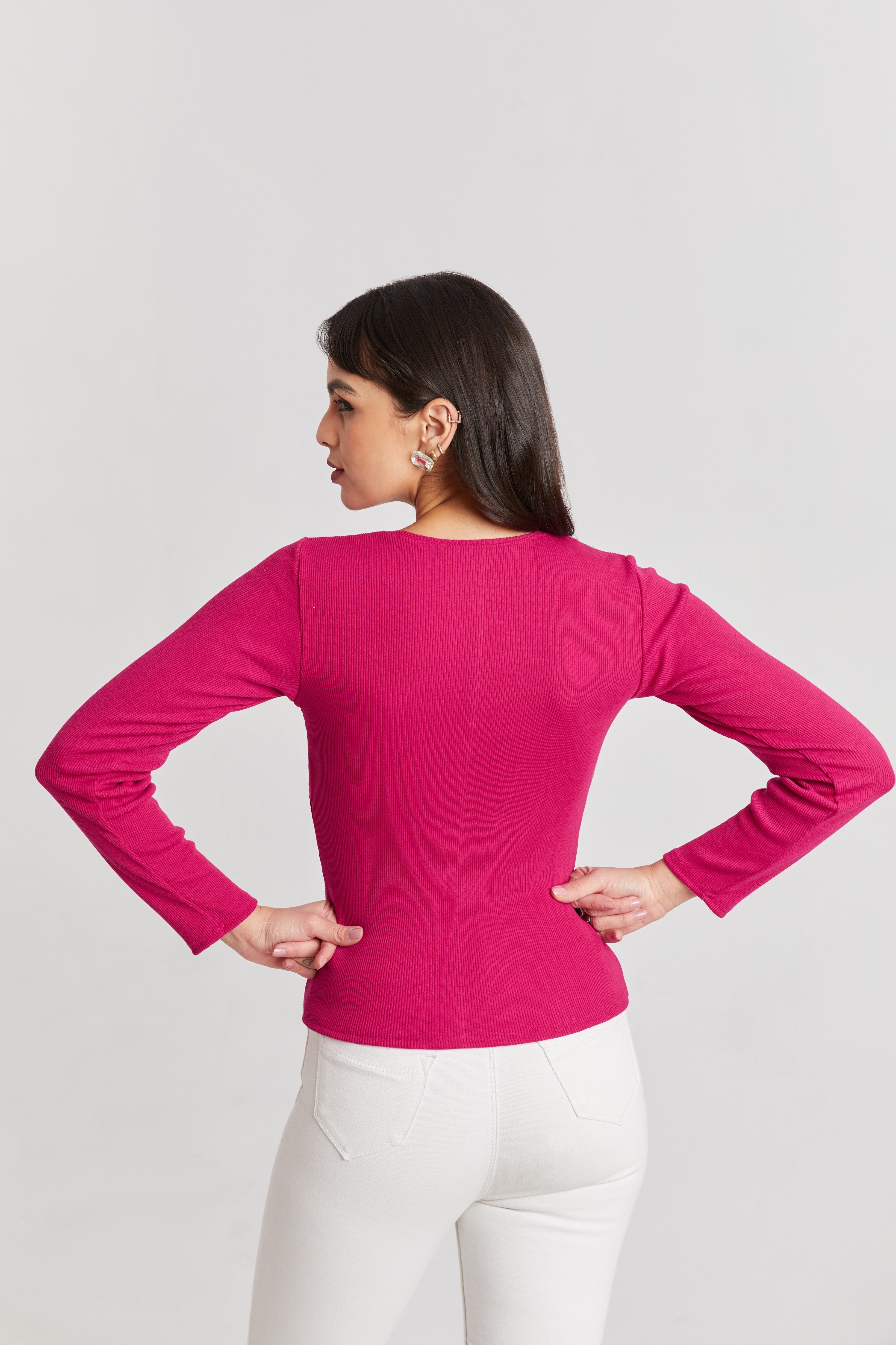 Black Ribbed Square Neck Top