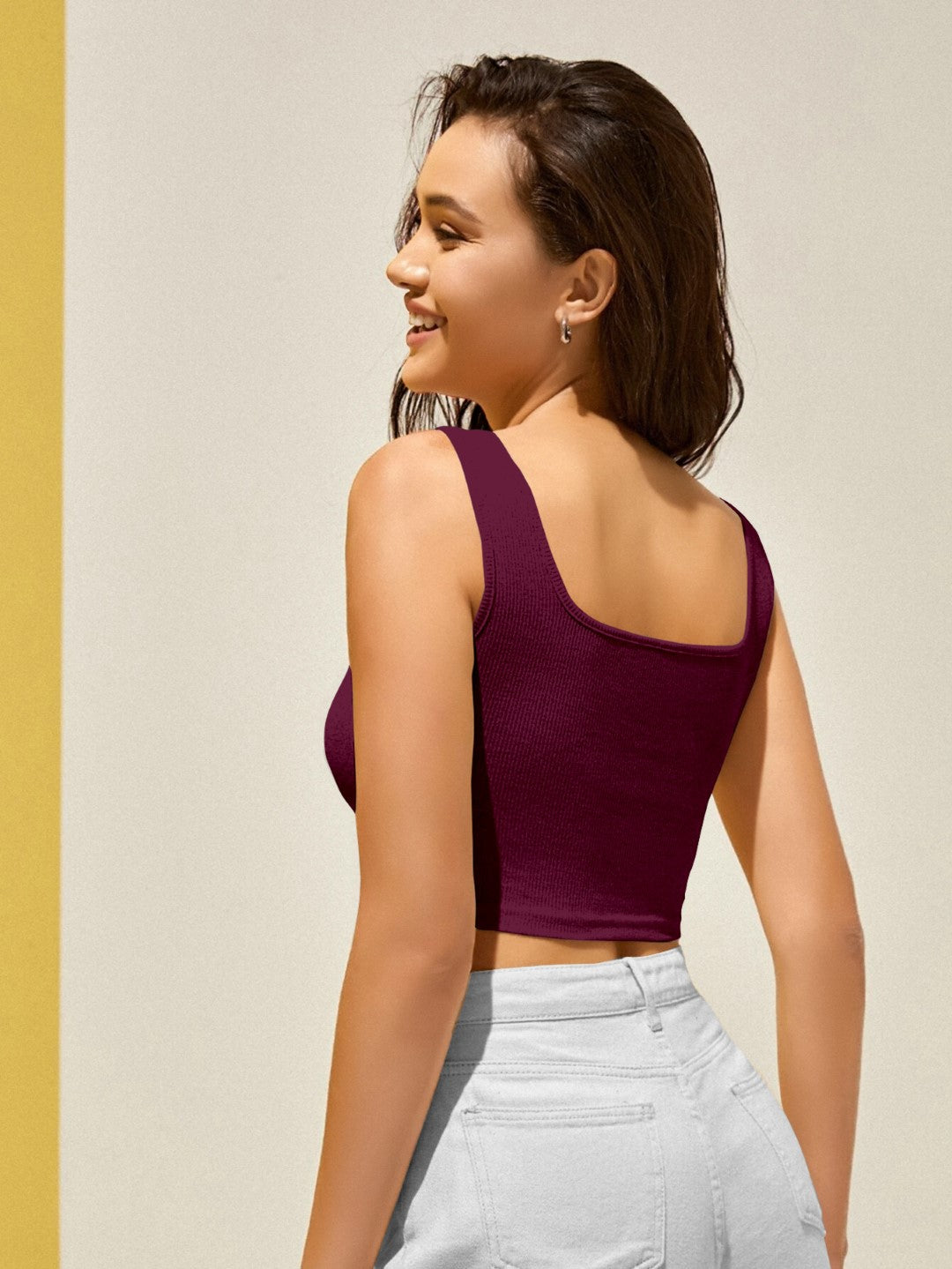 Grey Ribbed Cropped Tank
