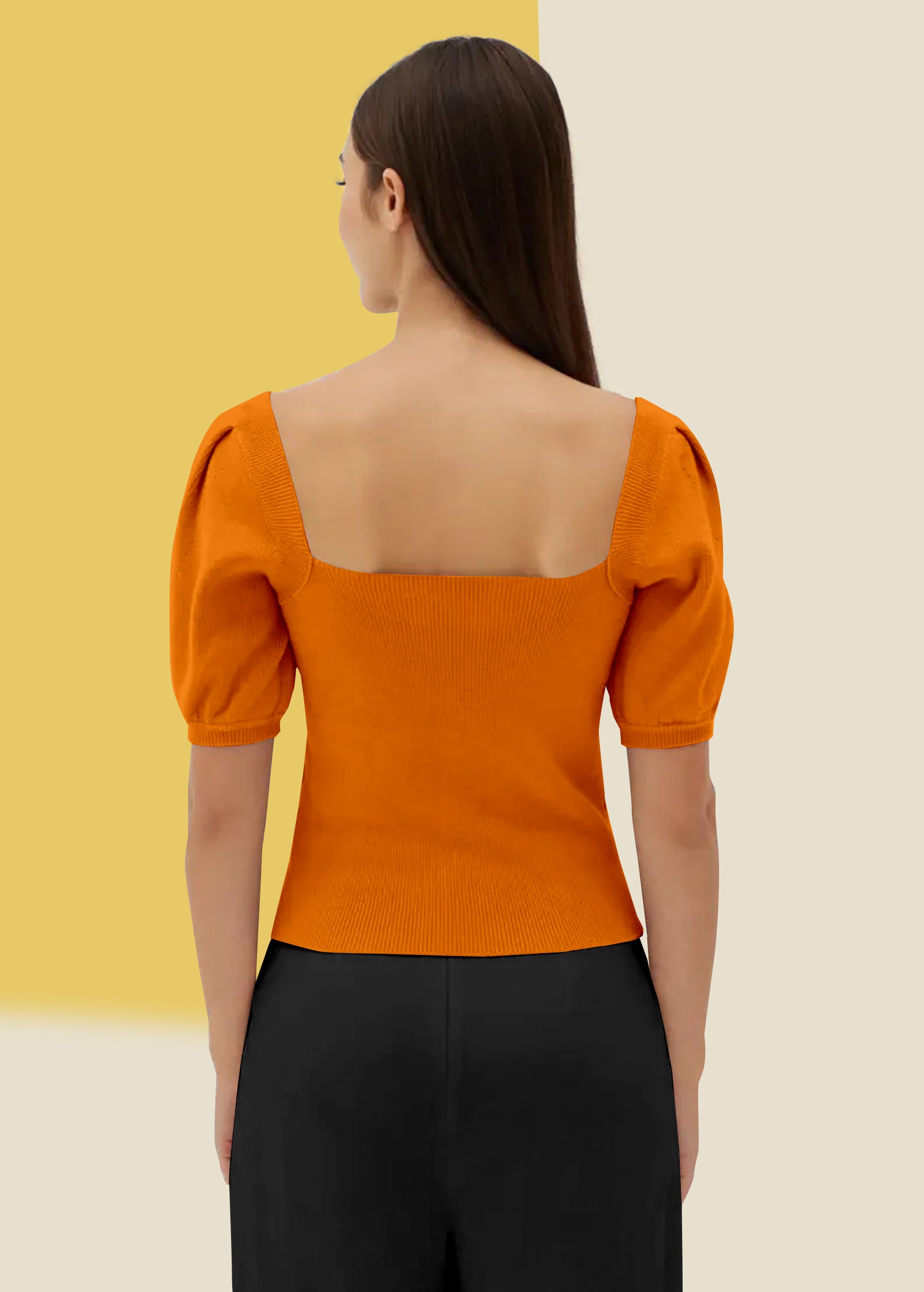 Bold Red Square Neck Ribbed Top