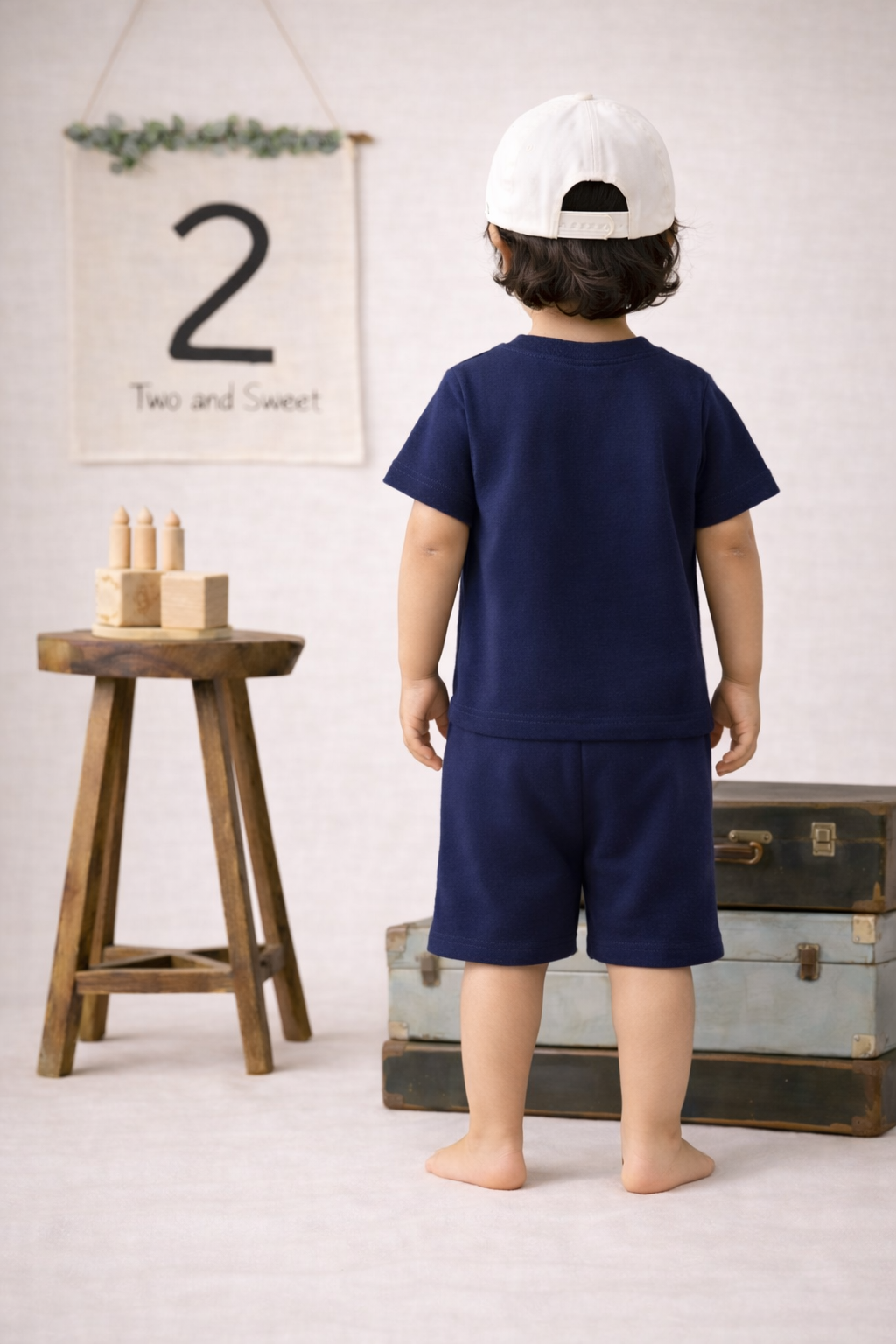 Kids Cotton Co-ord Set – Mom + Dad = Me Print | Navy Blue T-shirt & Shorts Set