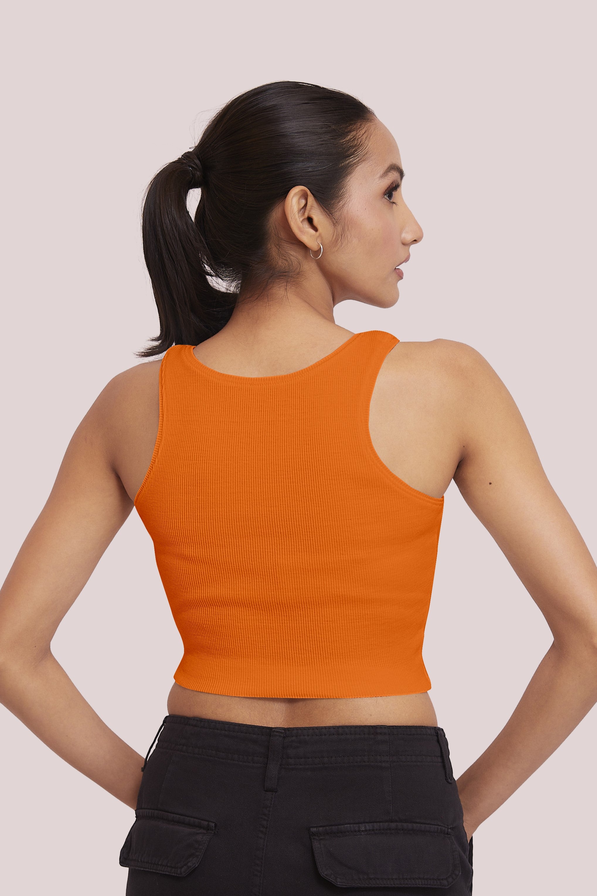 Black Ribbed Scoop Neck Sleeveless Crop Top