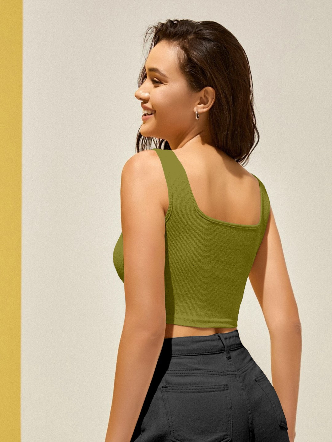 Light Green Ribbed Cropped Tank