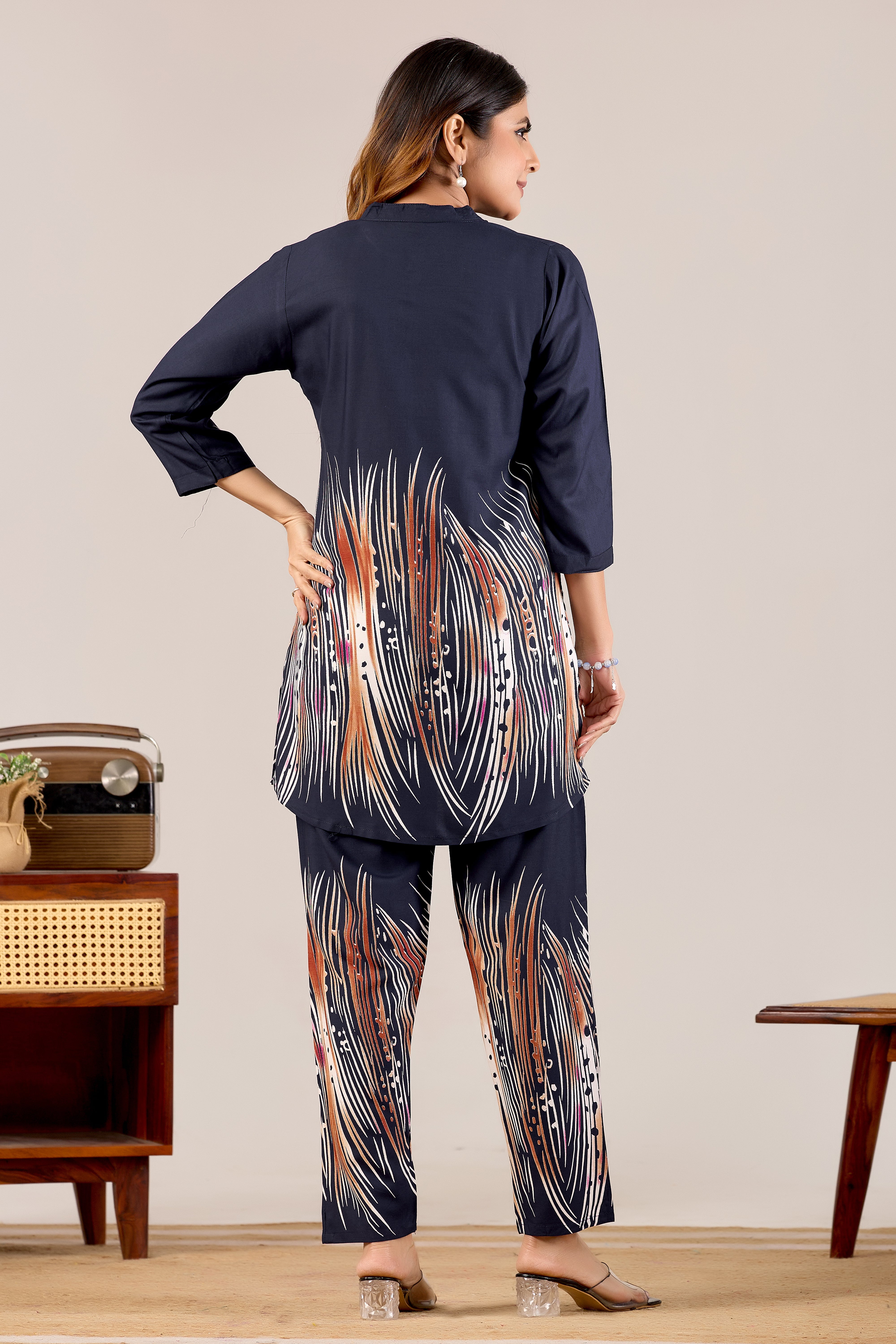 Rani Pink Abstract Wave Co-ord Set