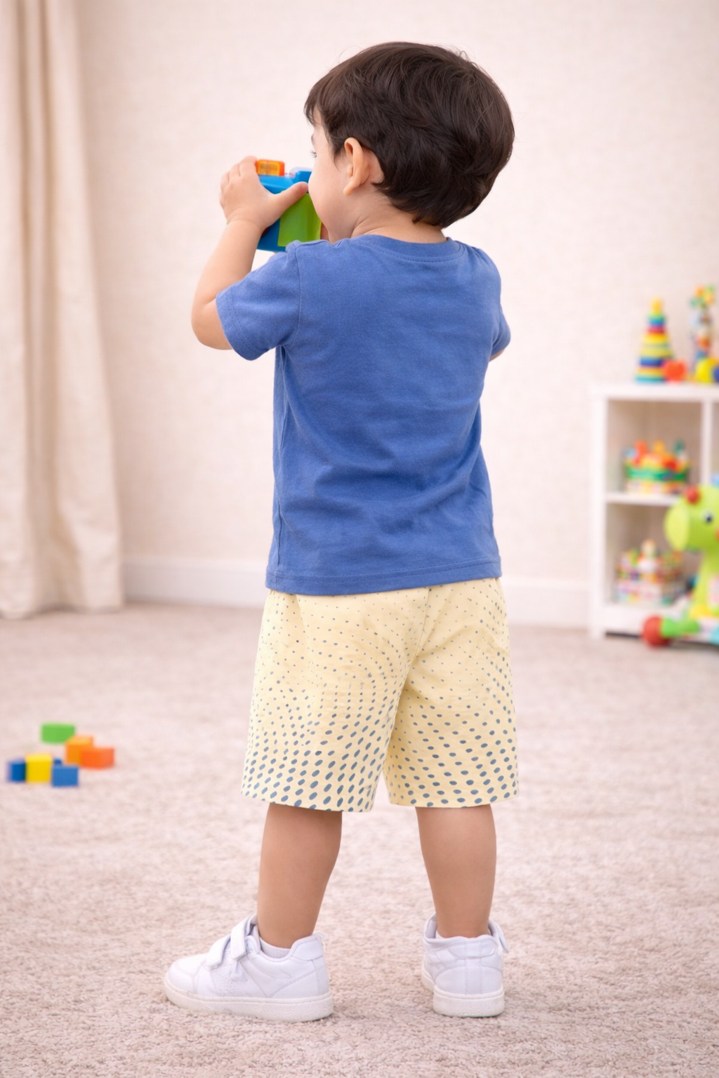 Olive Green Graphic T-Shirt with Printed Shorts Set