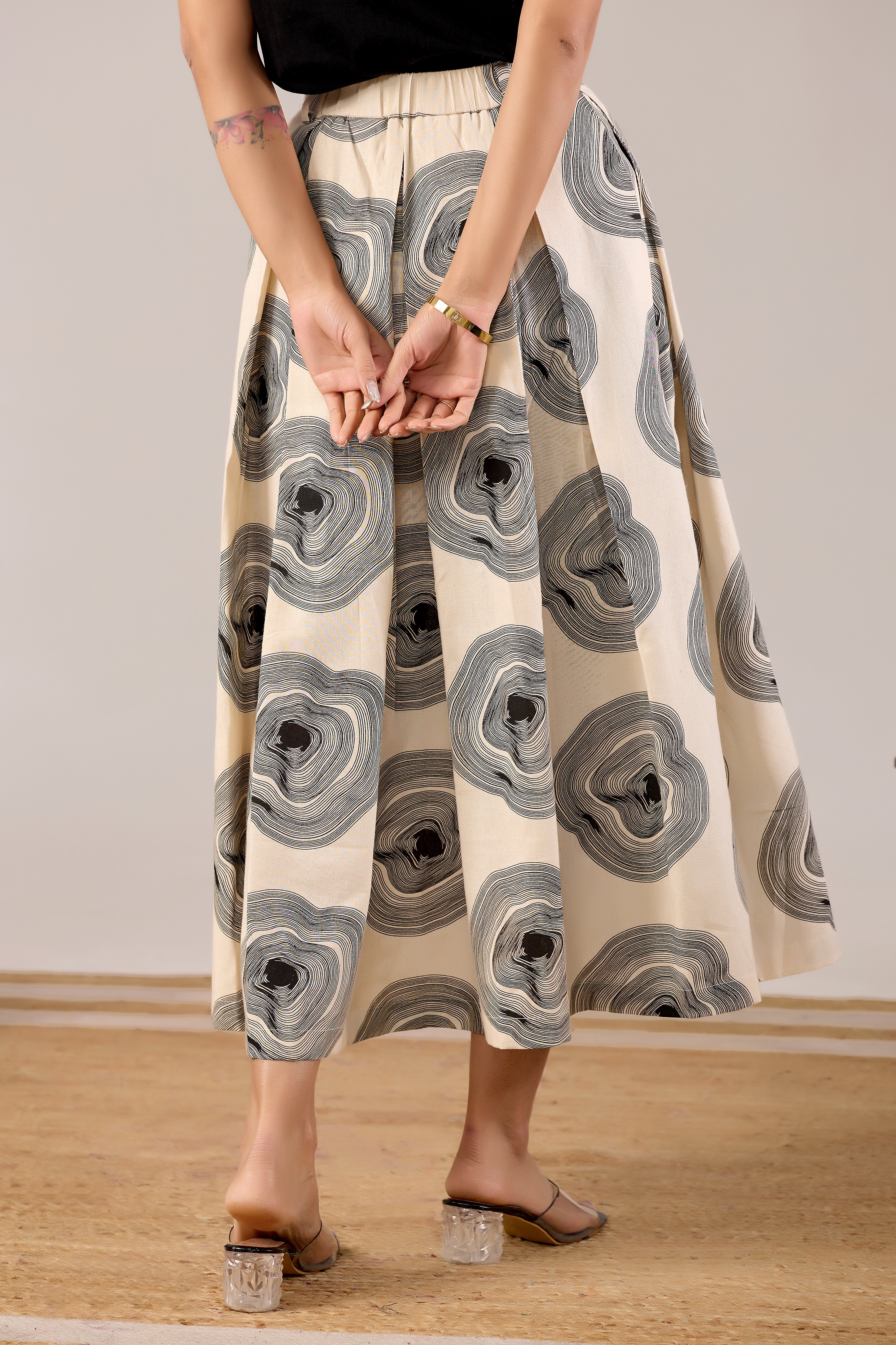 Stone Ripple A-Line Midi Skirt