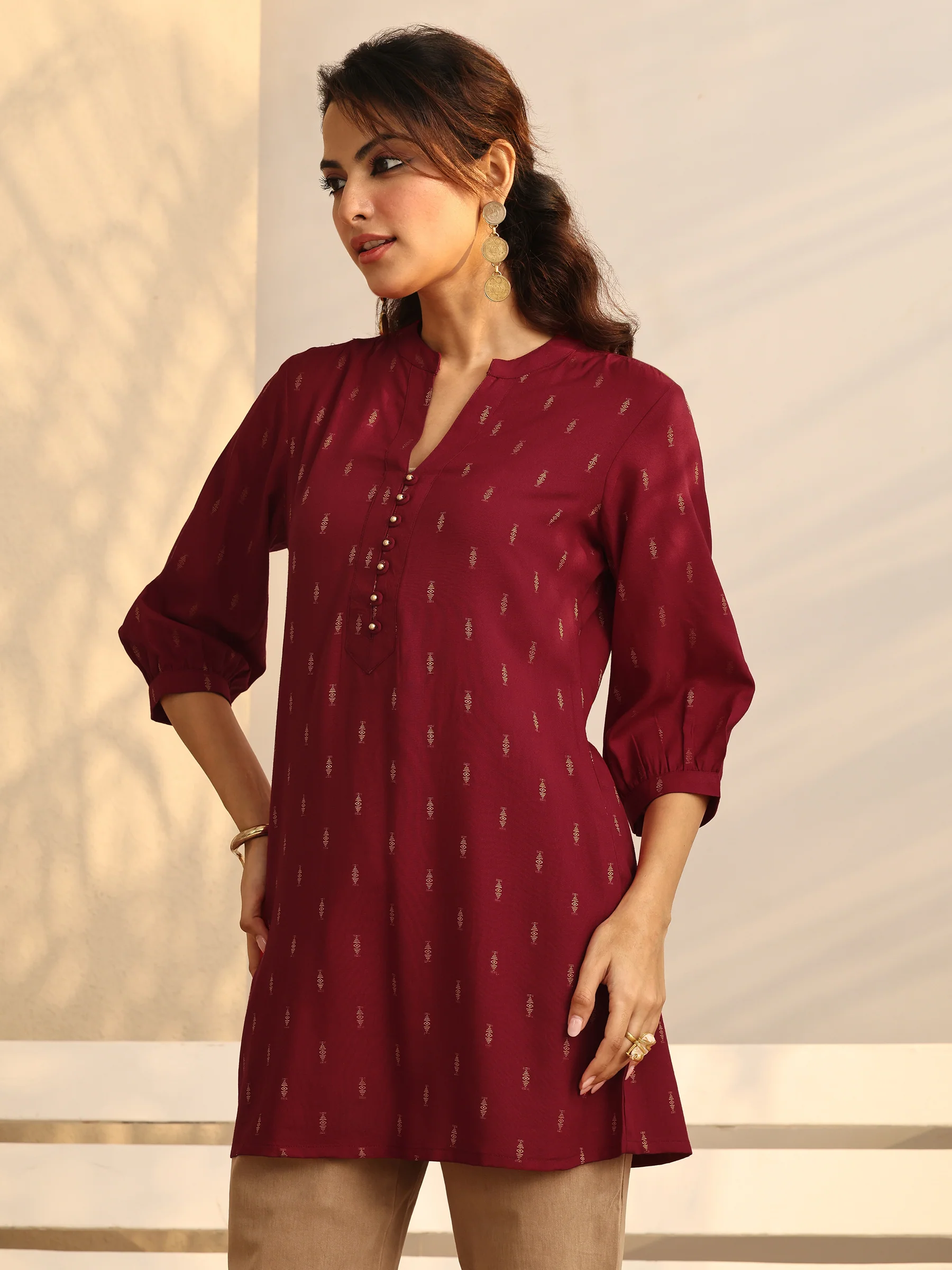 Classic Wine Short Kurti