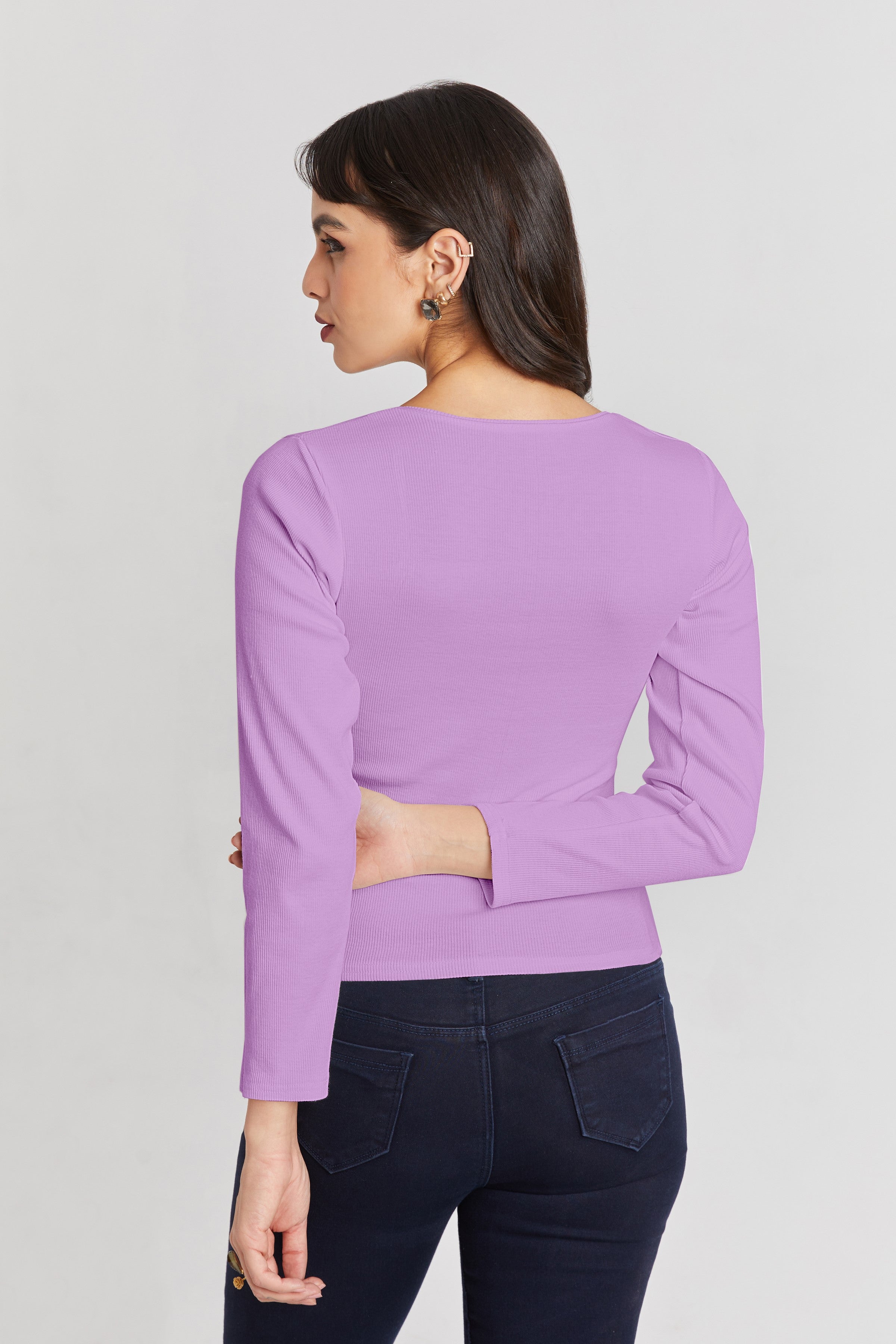 Lavender Ribbed Square Neck Top
