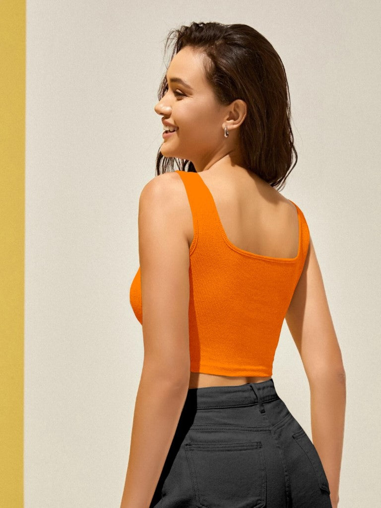 Grey Ribbed Cropped Tank