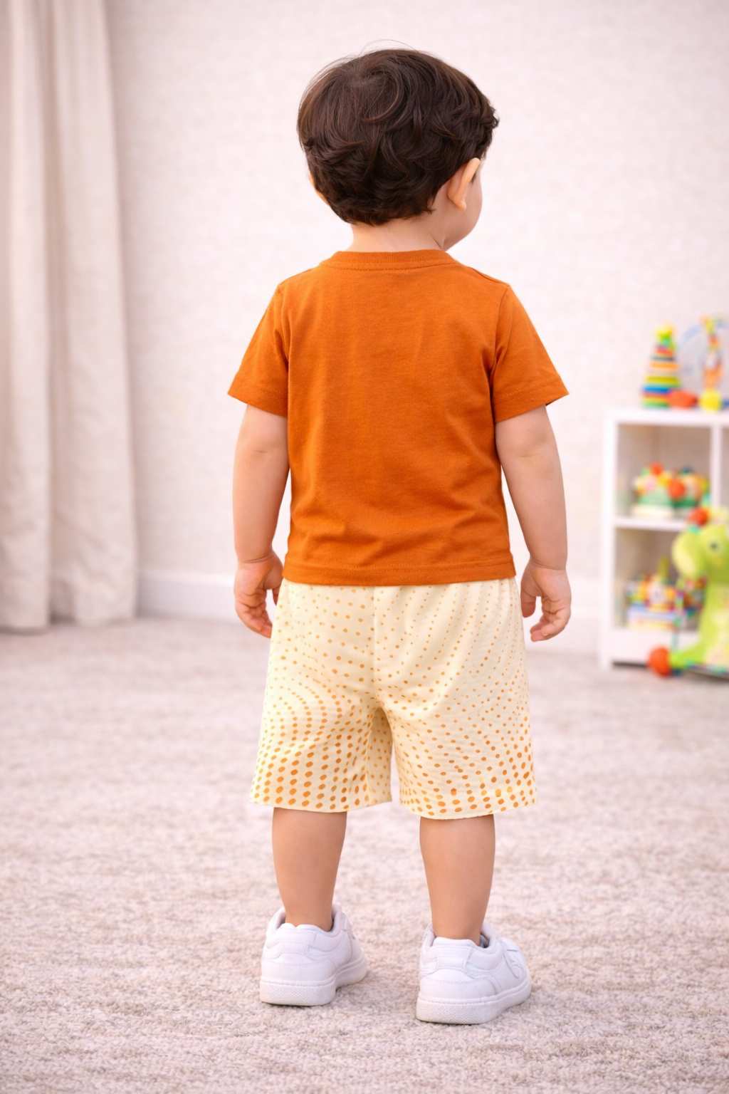 Olive Green Graphic T-Shirt with Printed Shorts Set