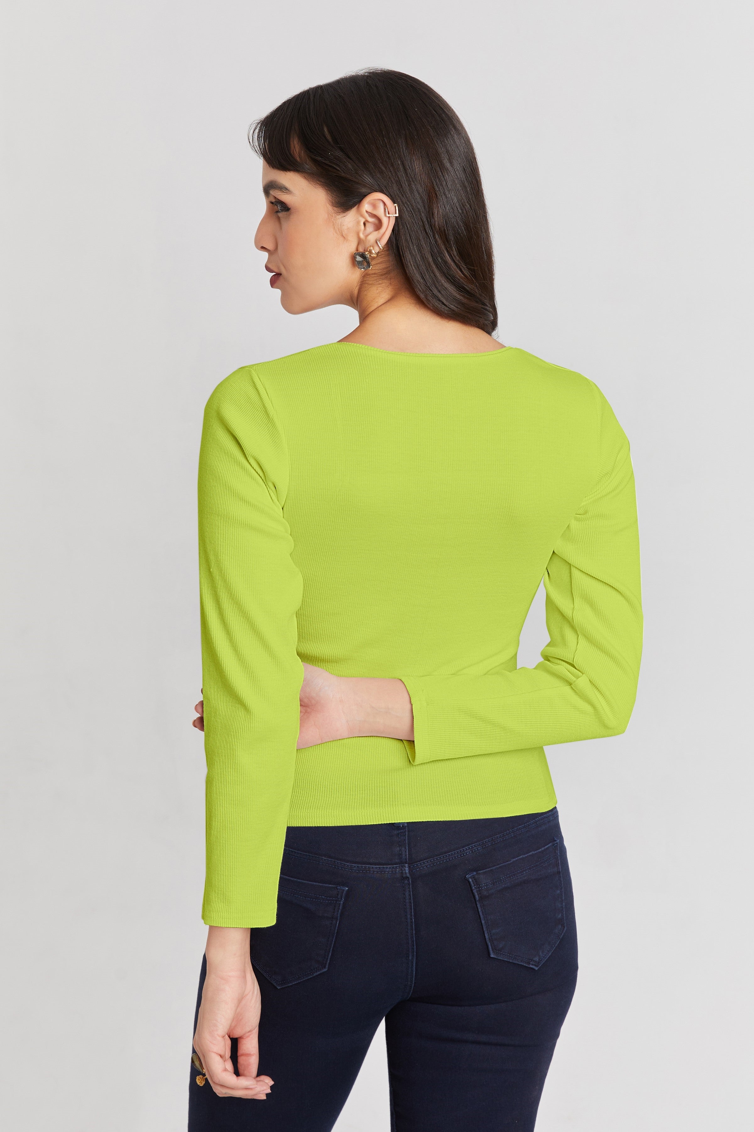 Neon Ribbed Square Neck Top