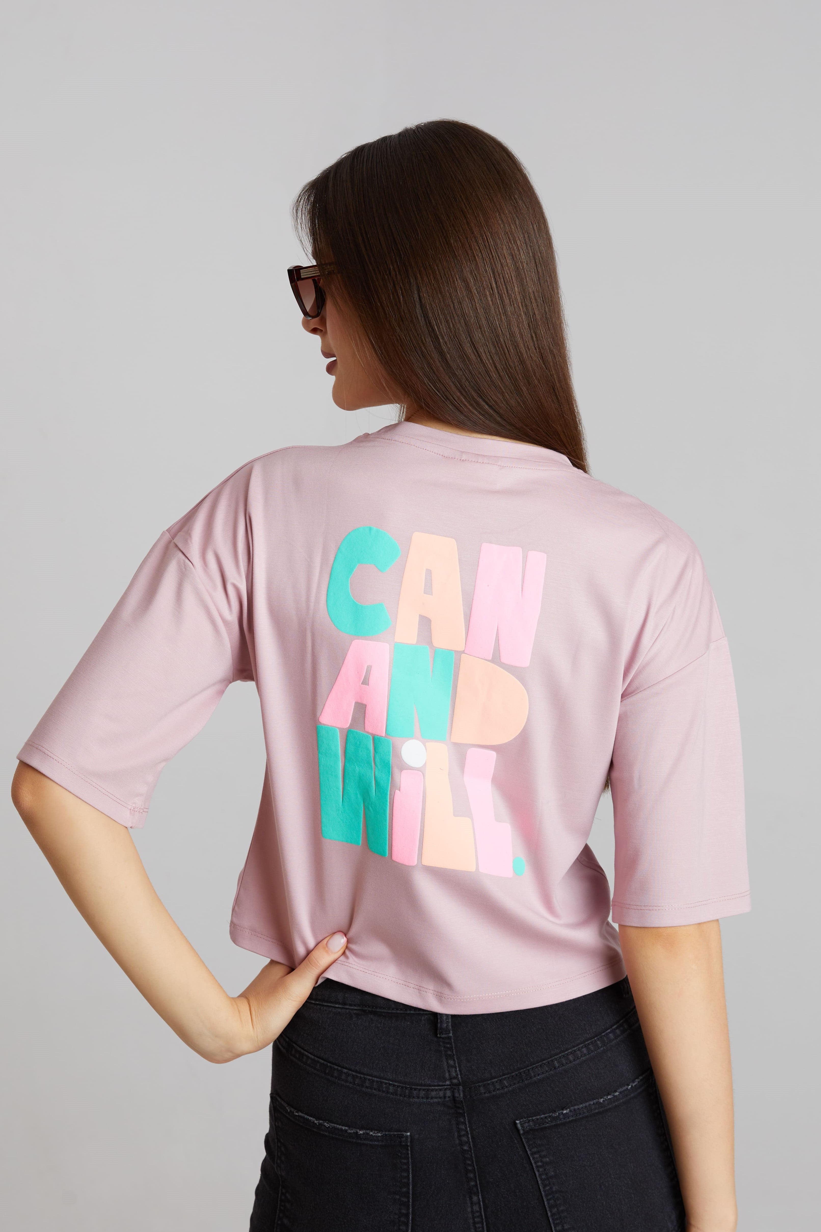 Dusty Pink Candy Chill Graphic Crop Tee