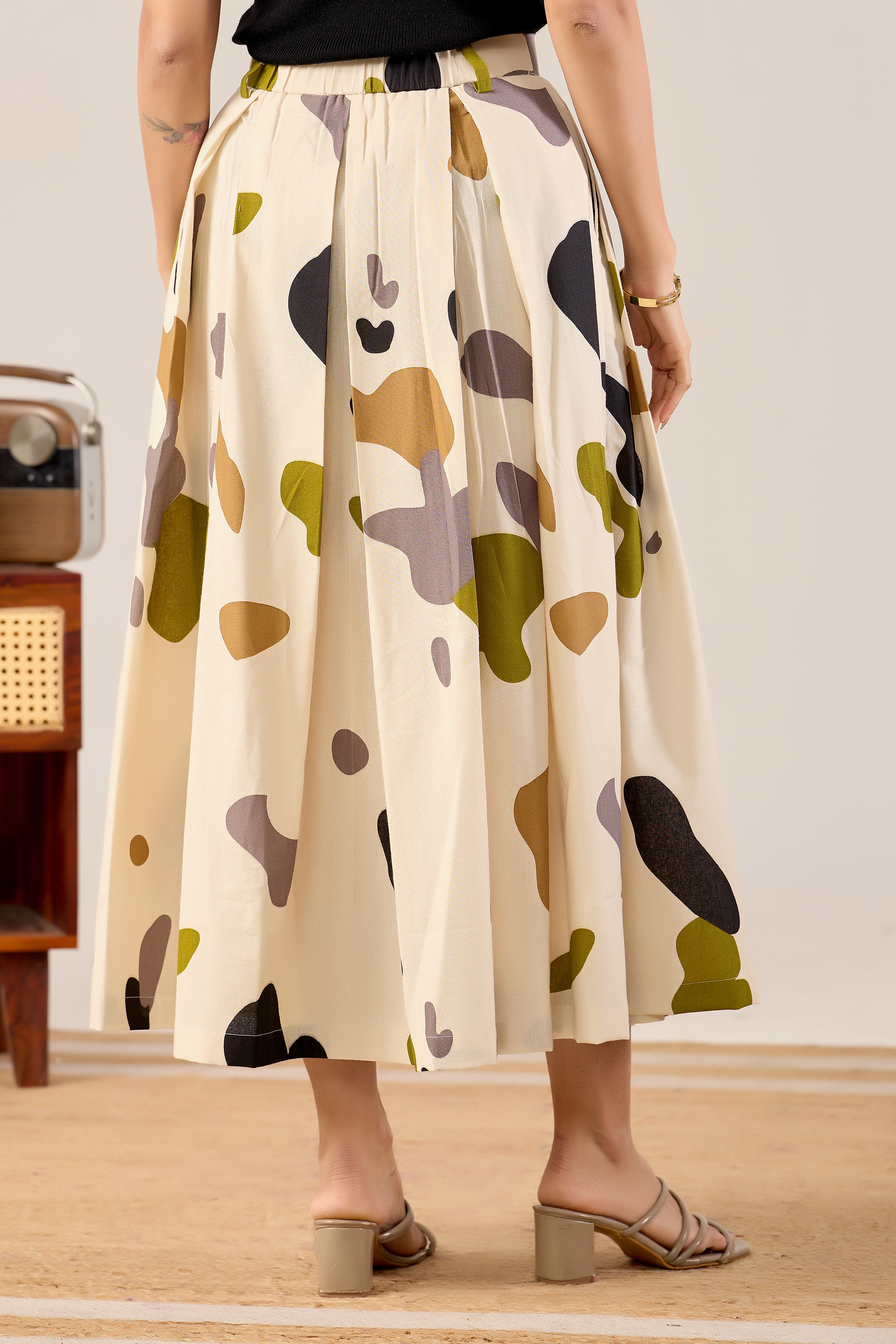 Pebble Pop Printed Midi Skirt